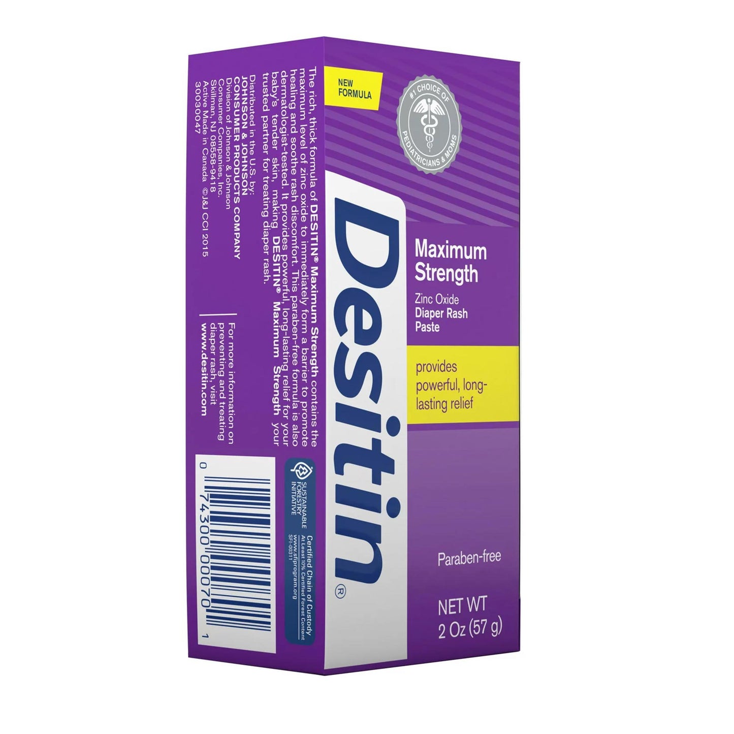 Desitin 40% Zinc Oxide Diaper Rash Ointment Maximum Strength Paste, 2 oz. Tube