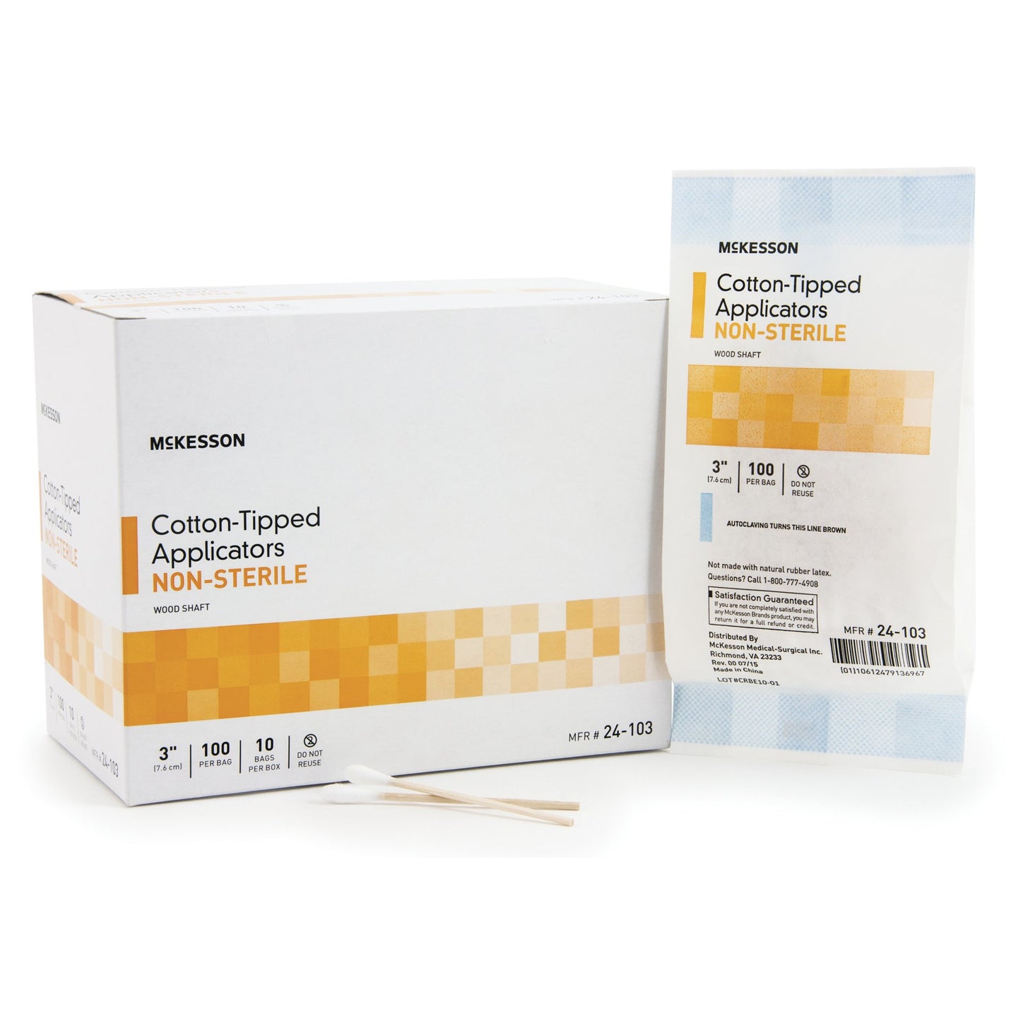 McKesson Nonsterile Cotton-Tip Swabsticks, 3 Inch