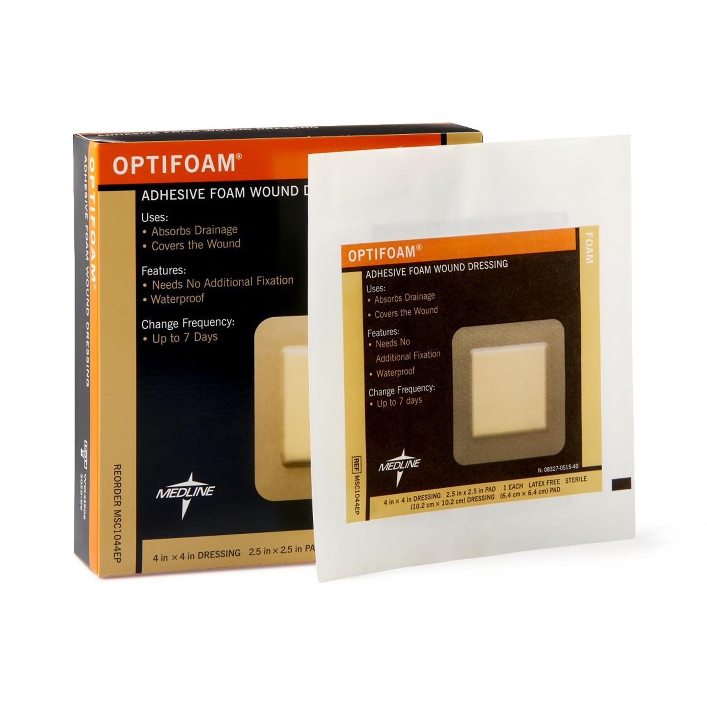 Optifoam Adhesive with Border Foam Dressing, 4½ x 4½ Inch