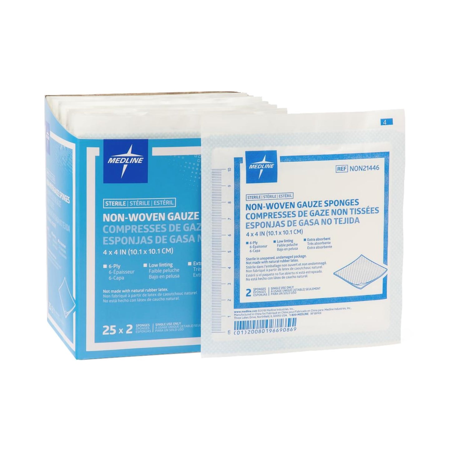 Avant Gauze Sterile Nonwoven Sponge, 4 x 4 Inch, 6-Ply