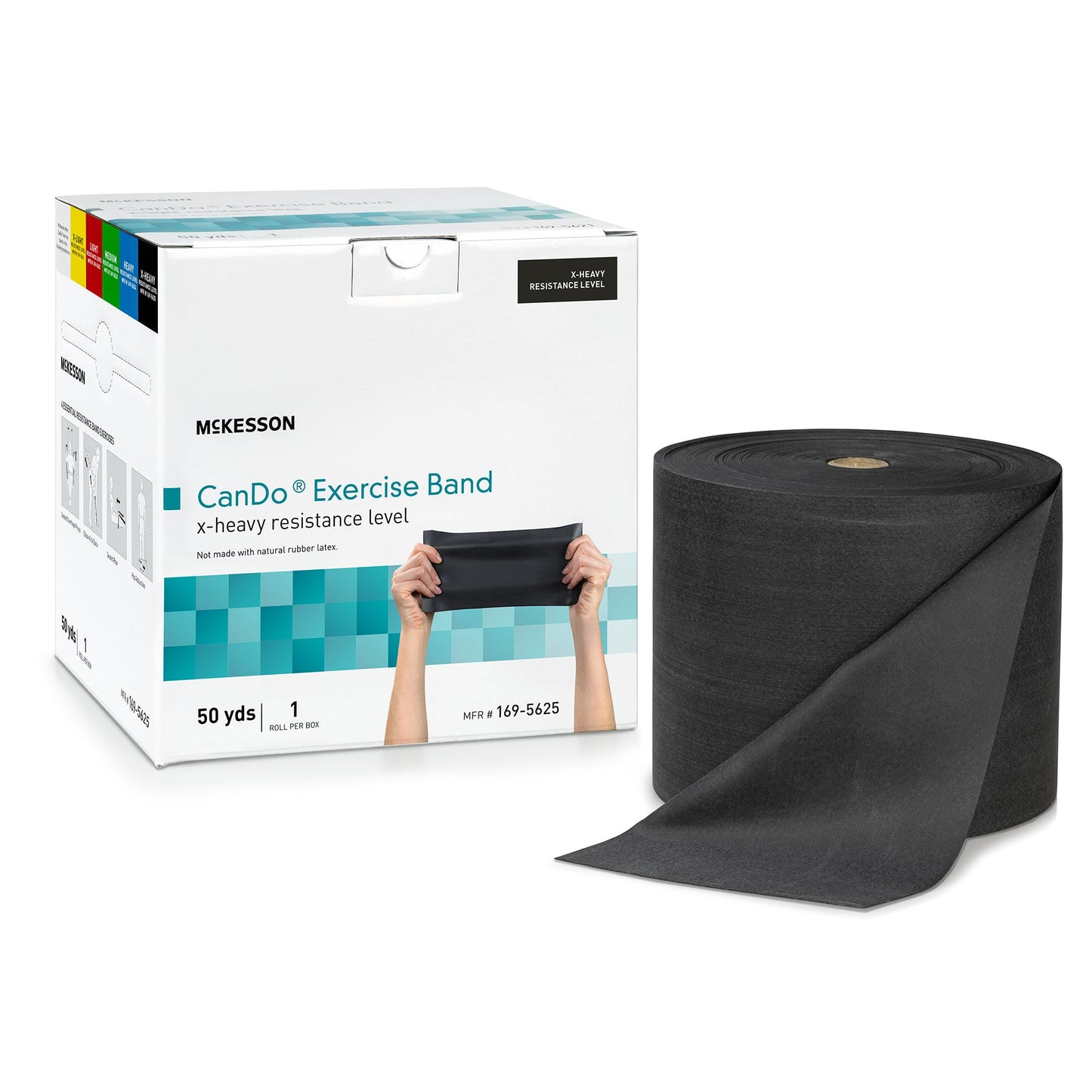 McKesson CanDo Exercise Extra-Heavy Resistance Band, Black, 5 Inch x 50 Yard