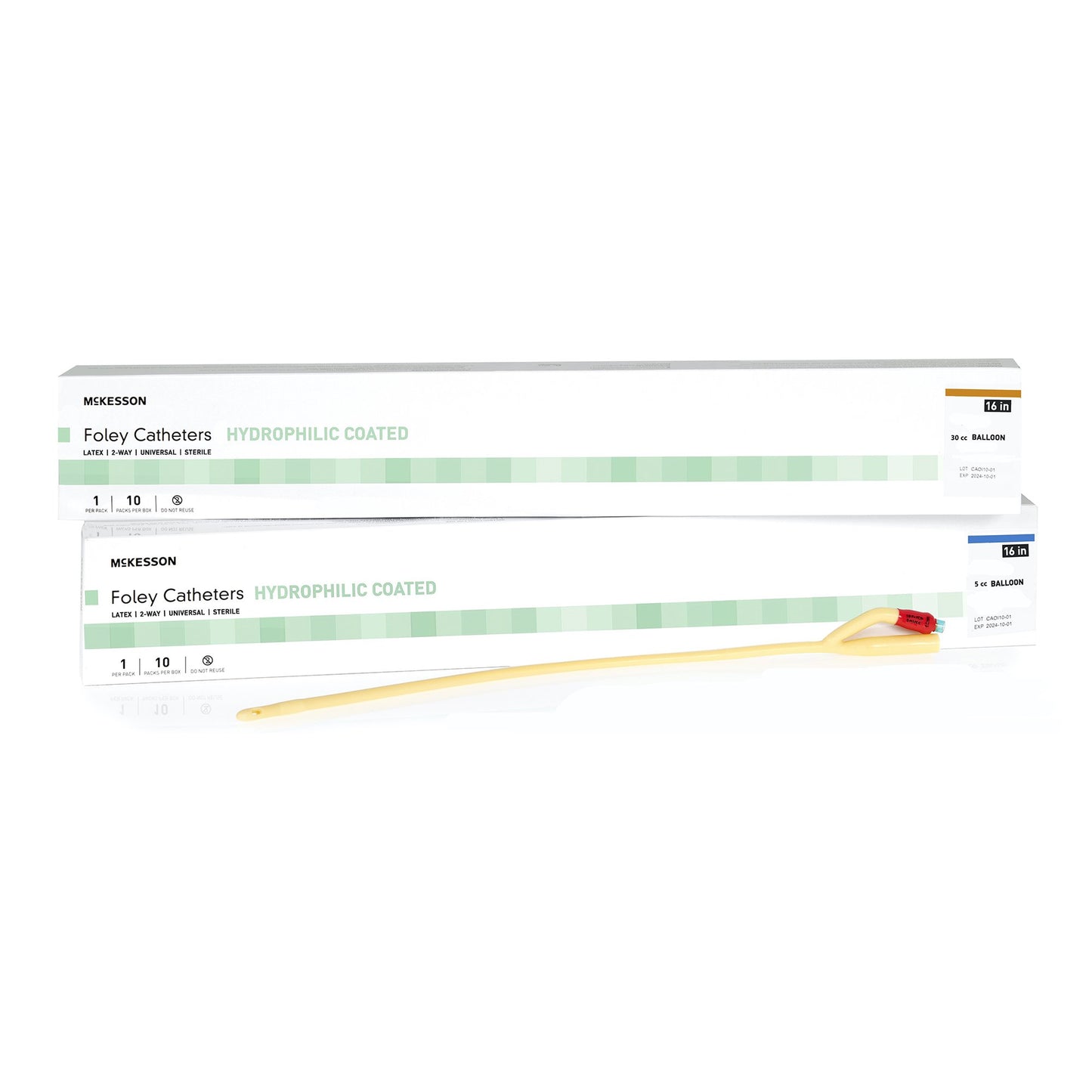 McKesson Hydrophilic-Coated Latex Foley Catheter, Coud Tip, 12 Fr.