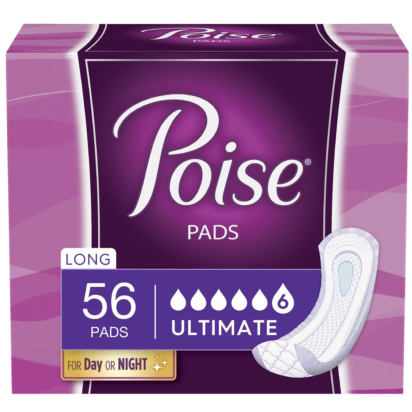 Poise Ultimate Day and Night Bladder Control Pad, Long Length