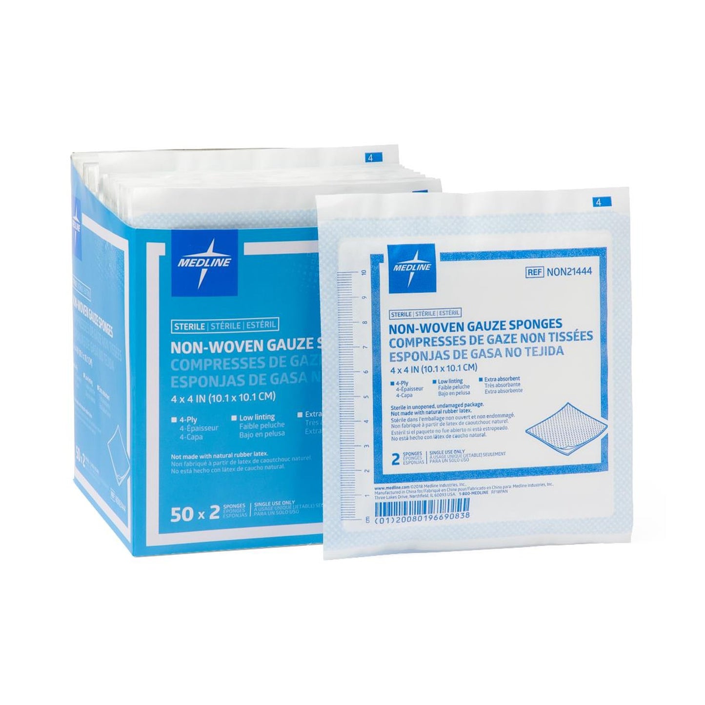 Avant Gauze Sterile Nonwoven Sponge, 4 x 4 Inch, 4-Ply