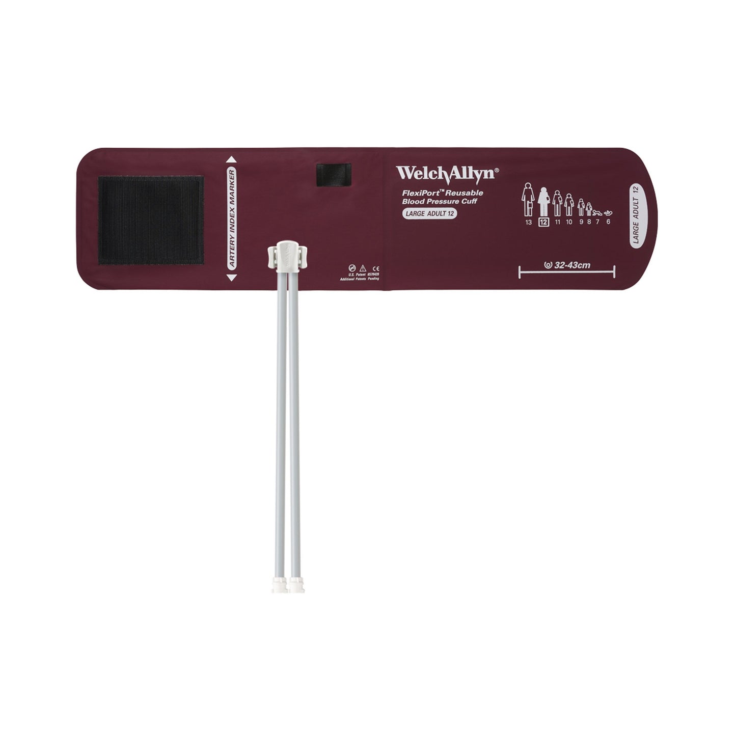 FlexiPort Blood Pressure Cuff, Size 12, Burgundy