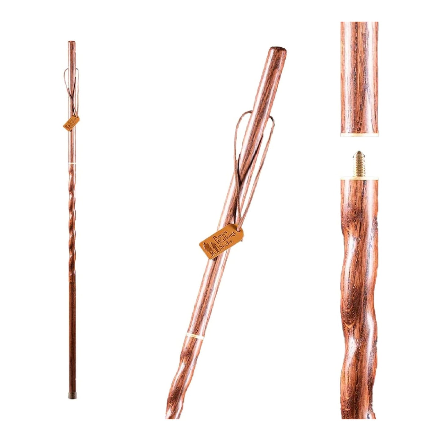Brazos™ Twisted Oak Traveler's Handcrafted Walking Stick, 55-Inch, Brown