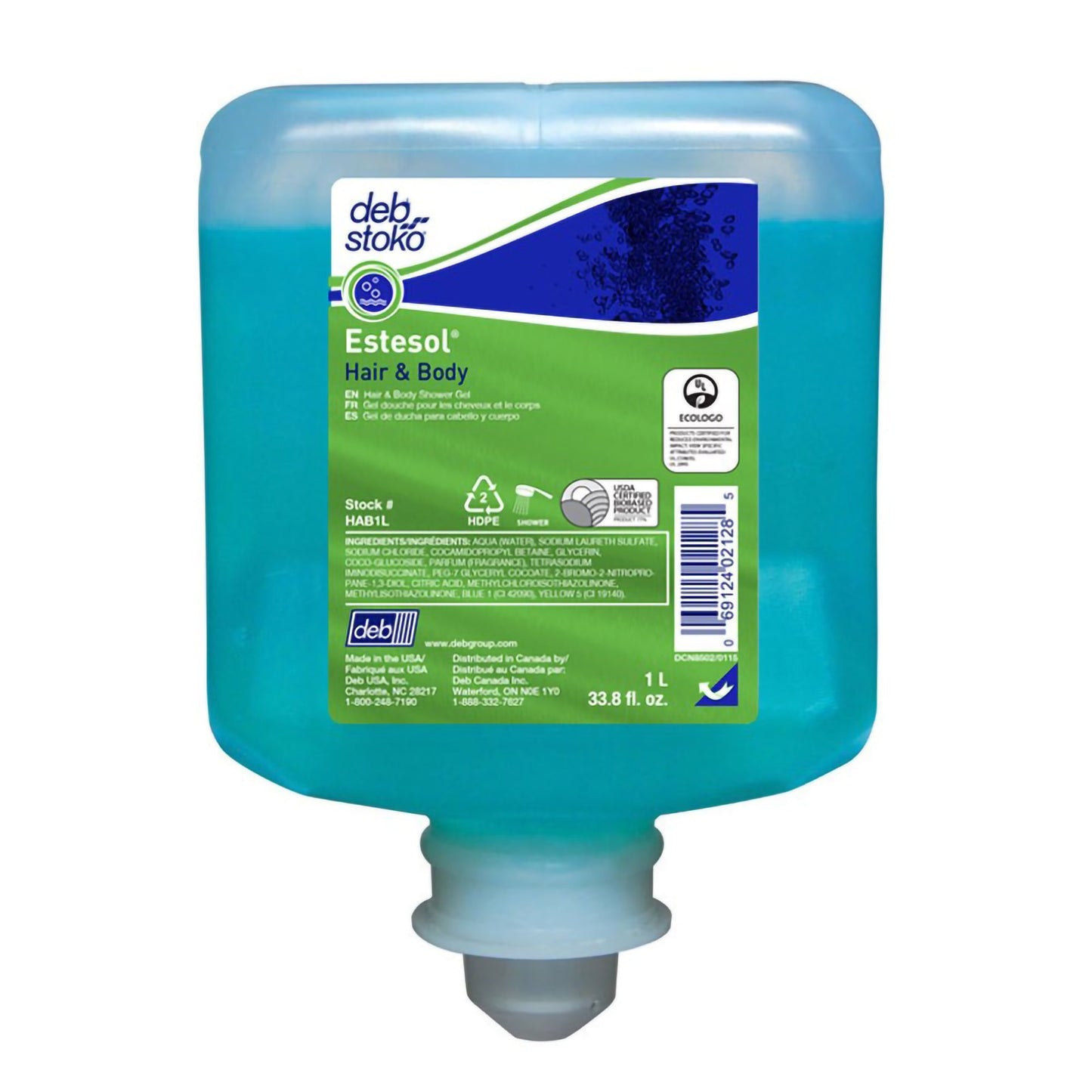 Estesol Shampoo and Body Wash, Rainforest Scent, 1,000 mL Dispenser Refill