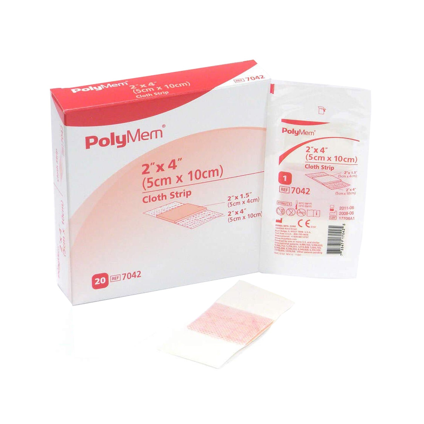 PolyMem Pink/White Adhesive Strip, 2 x 4 Inch