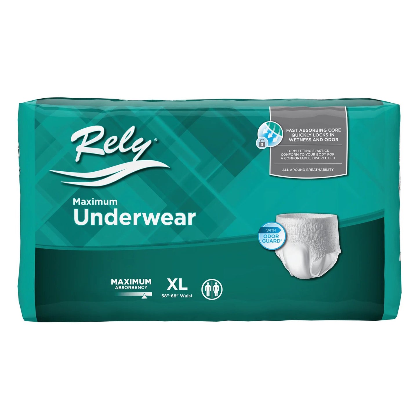 Absorbent Underwear Rely Maximum Pull On with Tear Away Seams Adult X-Large Unisex Disposable Heavy Absorbency