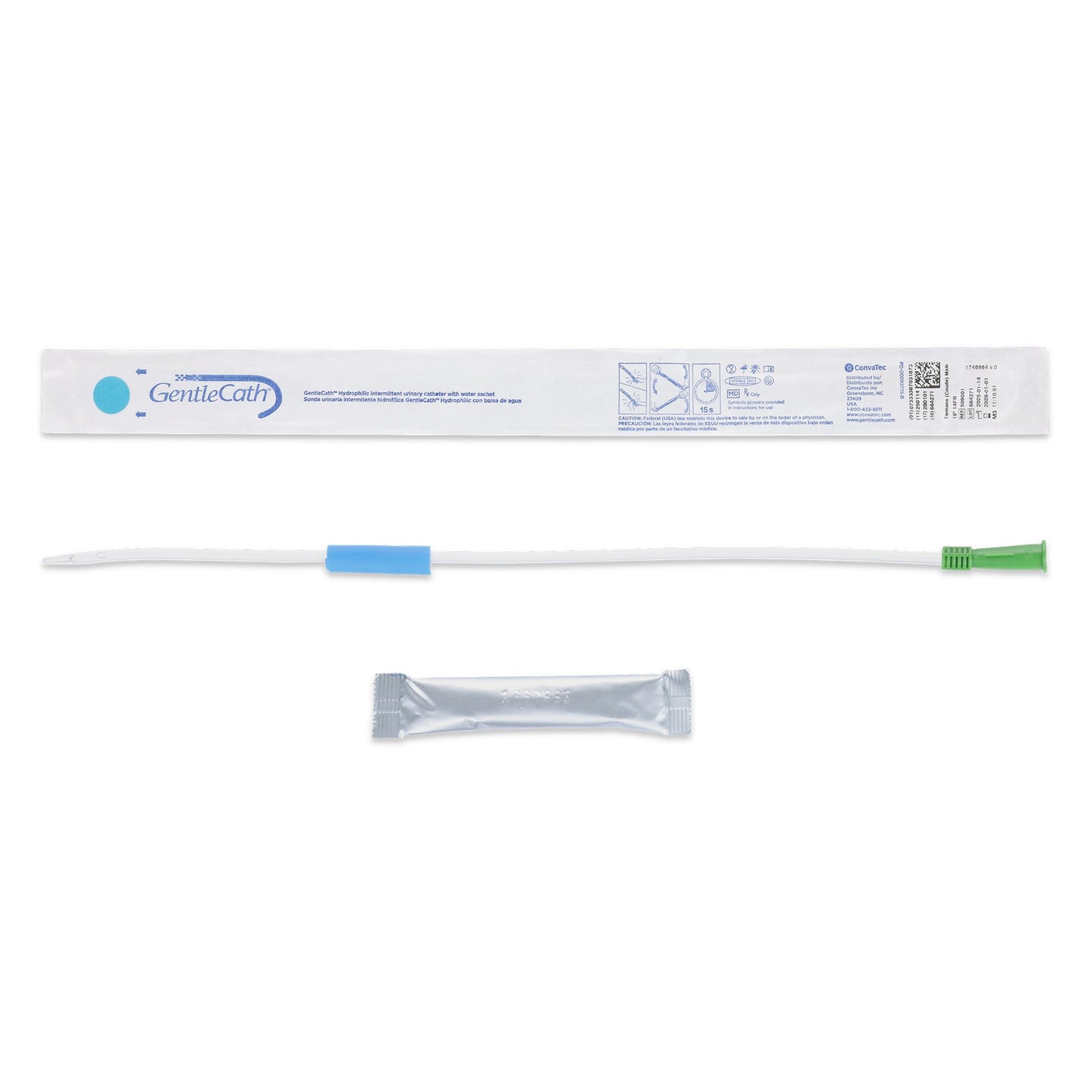 Urethral Catheter GentleCath™ Coude Tip Hydrophilic Coated PVC 14 Fr. 16 Inch Length