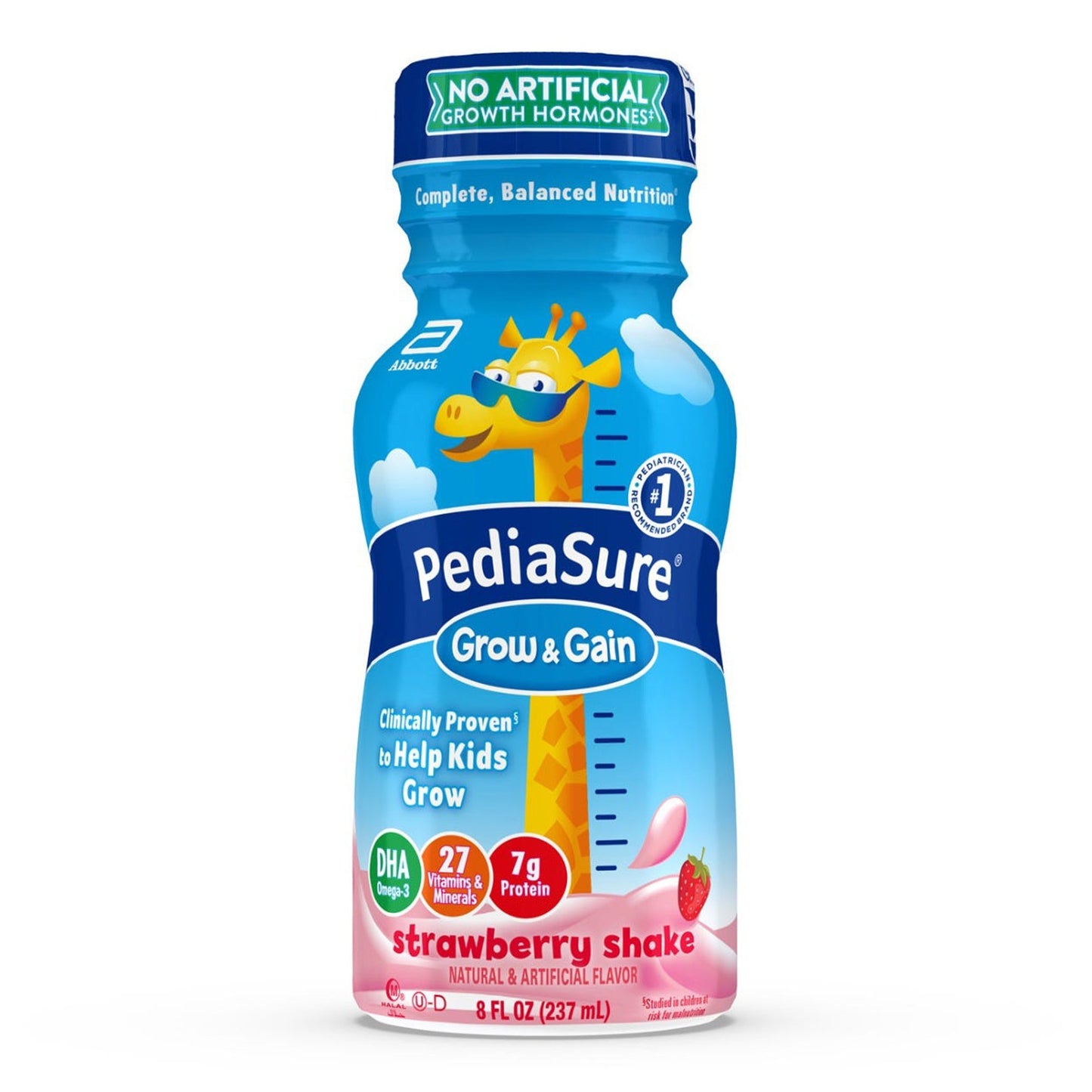 PediaSure Grow & Gain Strawberry Shake, 8-ounce bottle