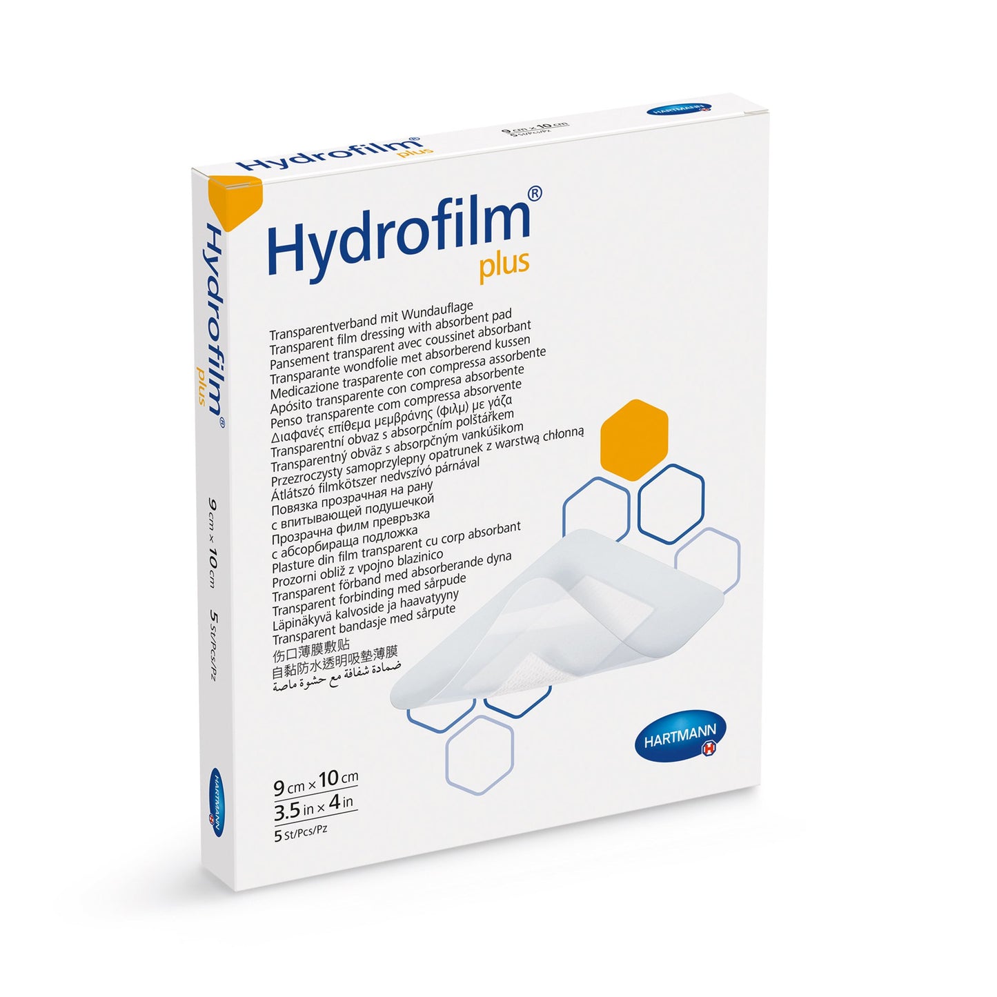 Transparent Film Dressing with Pad Hydrofilm Plus 3-1/2 X 4 Inch 4 Tab Delivery Rectangle Sterile