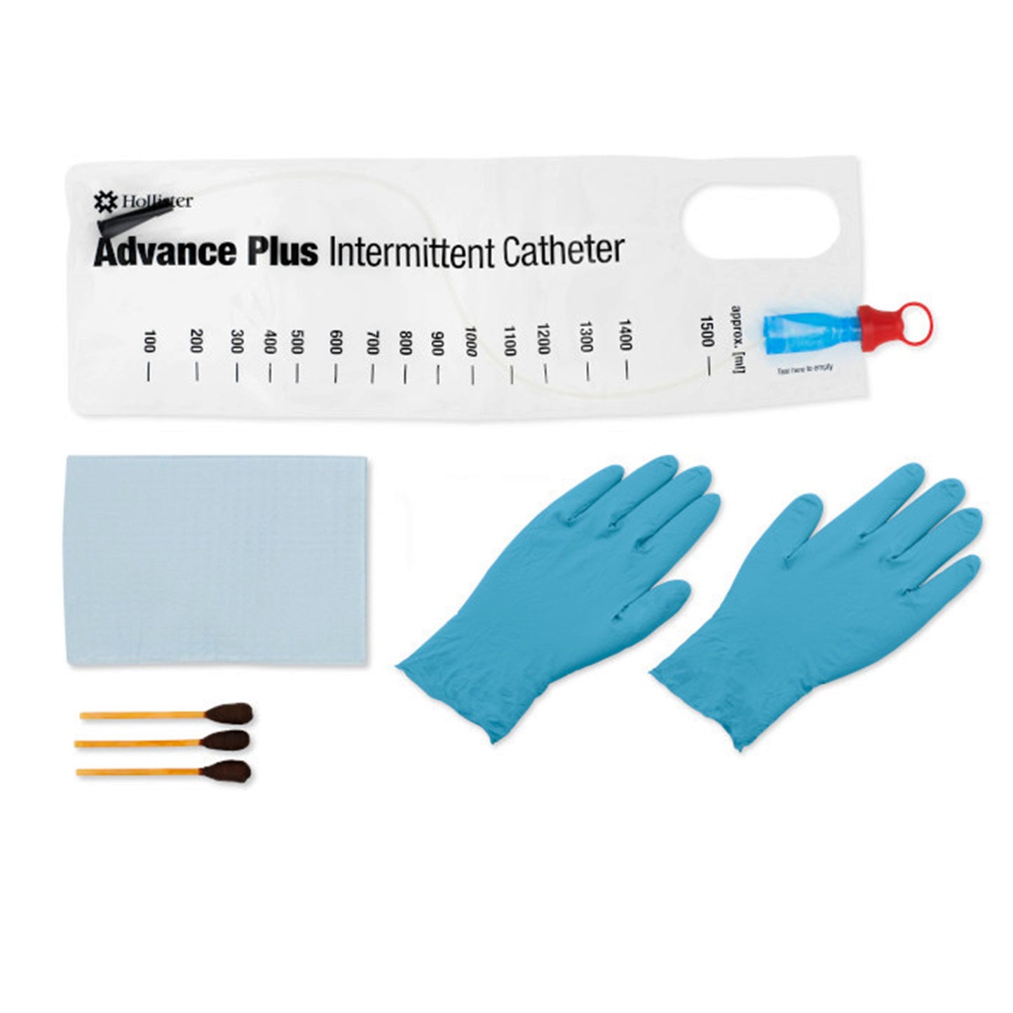 Intermittent Catheter Tray Advance Plus™ Coude Tip 16 Fr. PVC