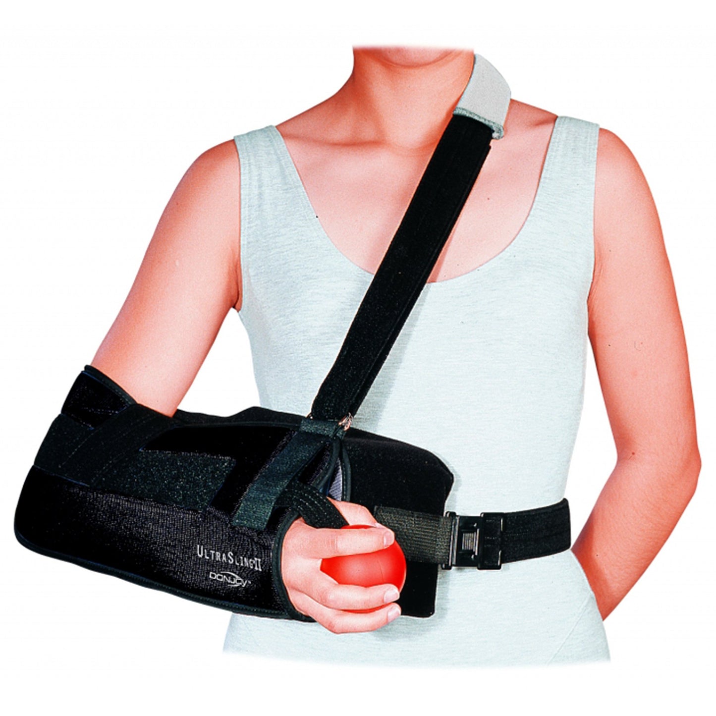 Sling with Abduction Pillow DonJoy UltraSling II Large Nylon / Polyester / Polyurethane Foam / Terry Cloth Buckle Closure / Hook and Loop Strap Closure Left or Right Arm