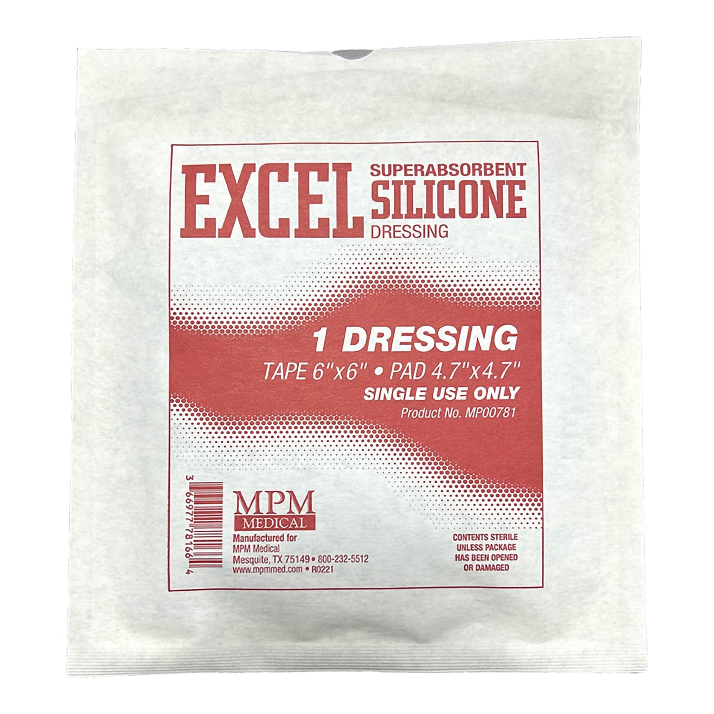Super Absorbent Dressing Excel SAP 6 X 6 inch Rectangle
