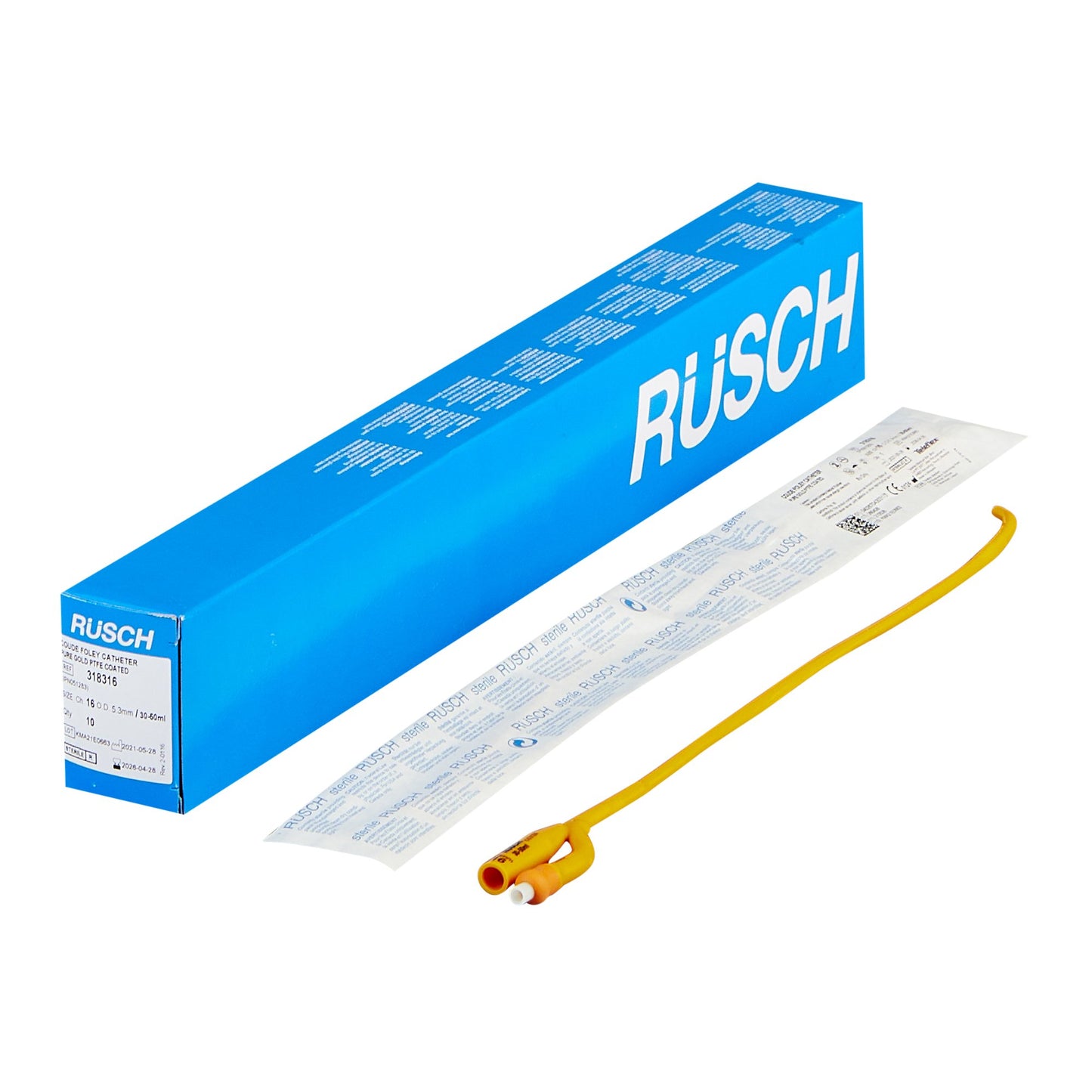 Teleflex Medical PureGold Foley Catheter, 16 Fr., 30 cc, Coud