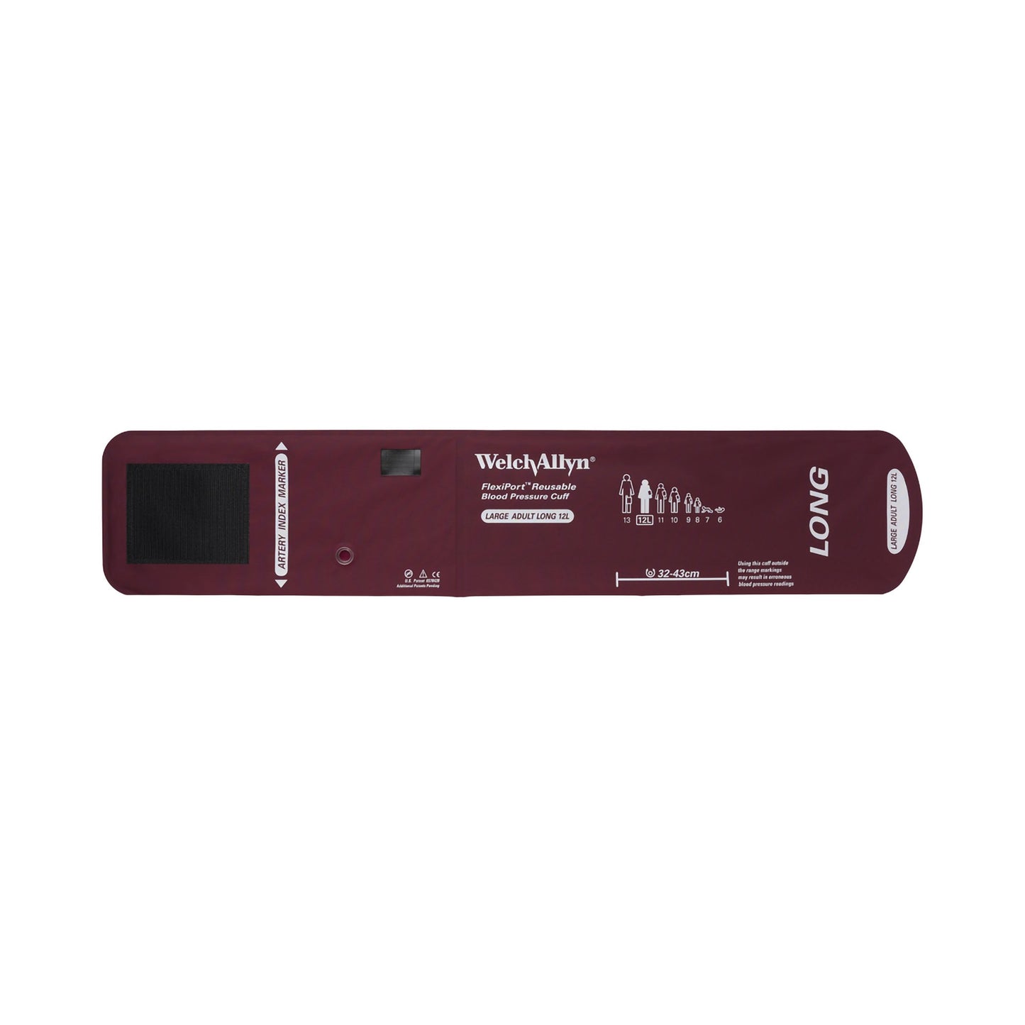 FlexiPort Reusable Blood Pressure Cuff, Large, Burgundy
