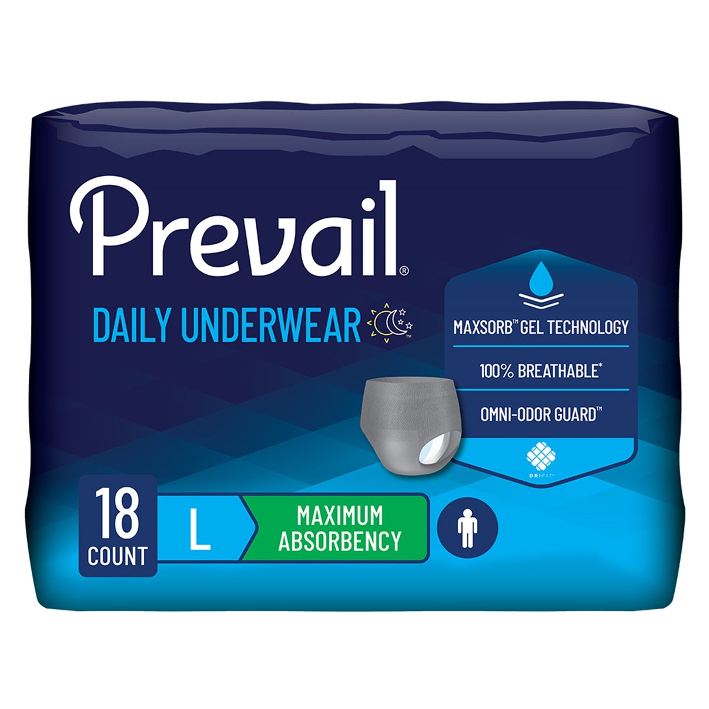 Prevail Men's Daily Underwear Maximum Absorbent Underwear, Large / Extra Large