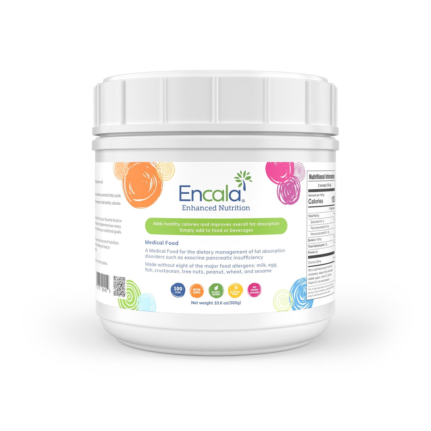 Oral Supplement Encala Unflavored Powder 10.6 oz. Canister