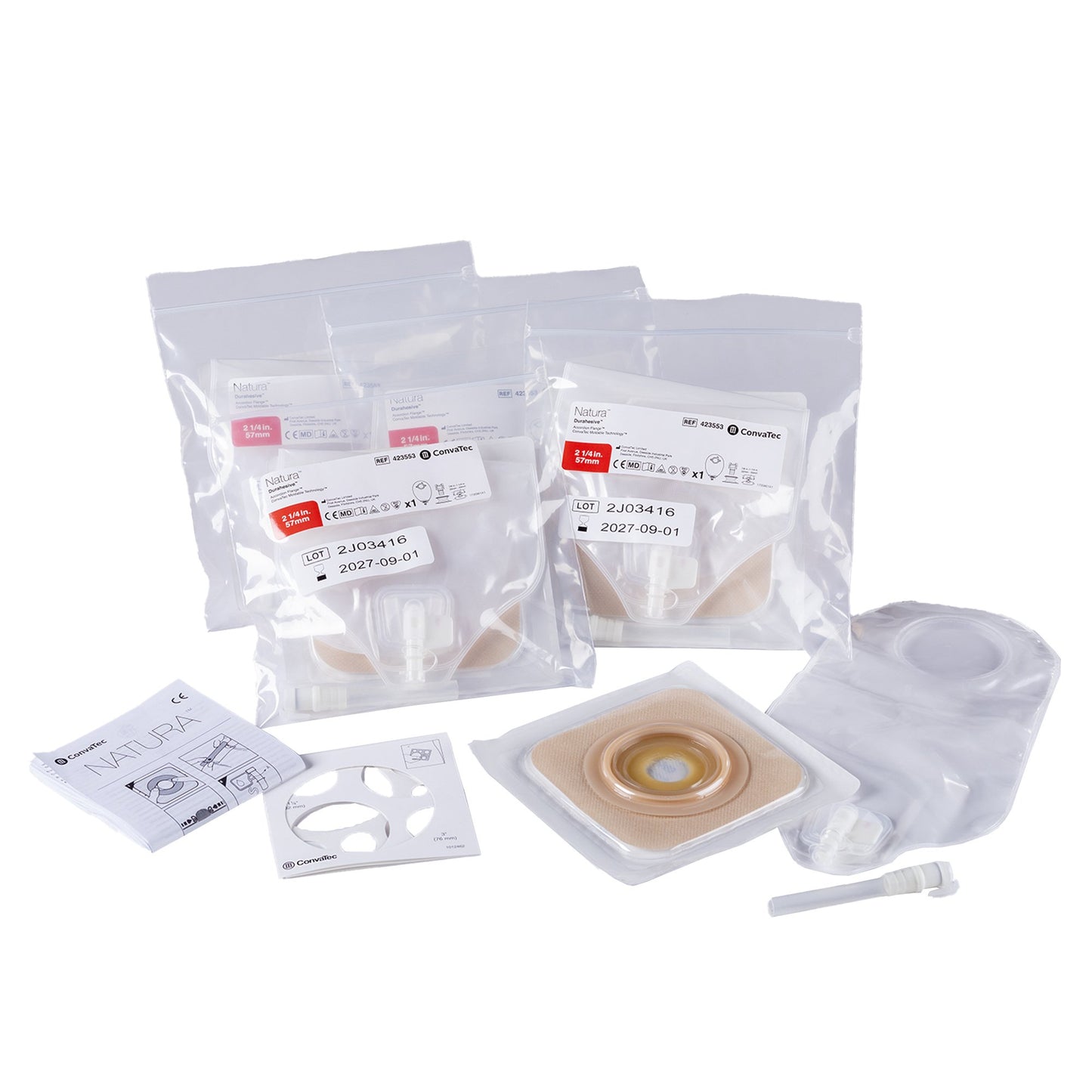 Ostomy Pouch Natura One-Piece System Trim To Fit 2-1/4 Inch Stoma Drainable