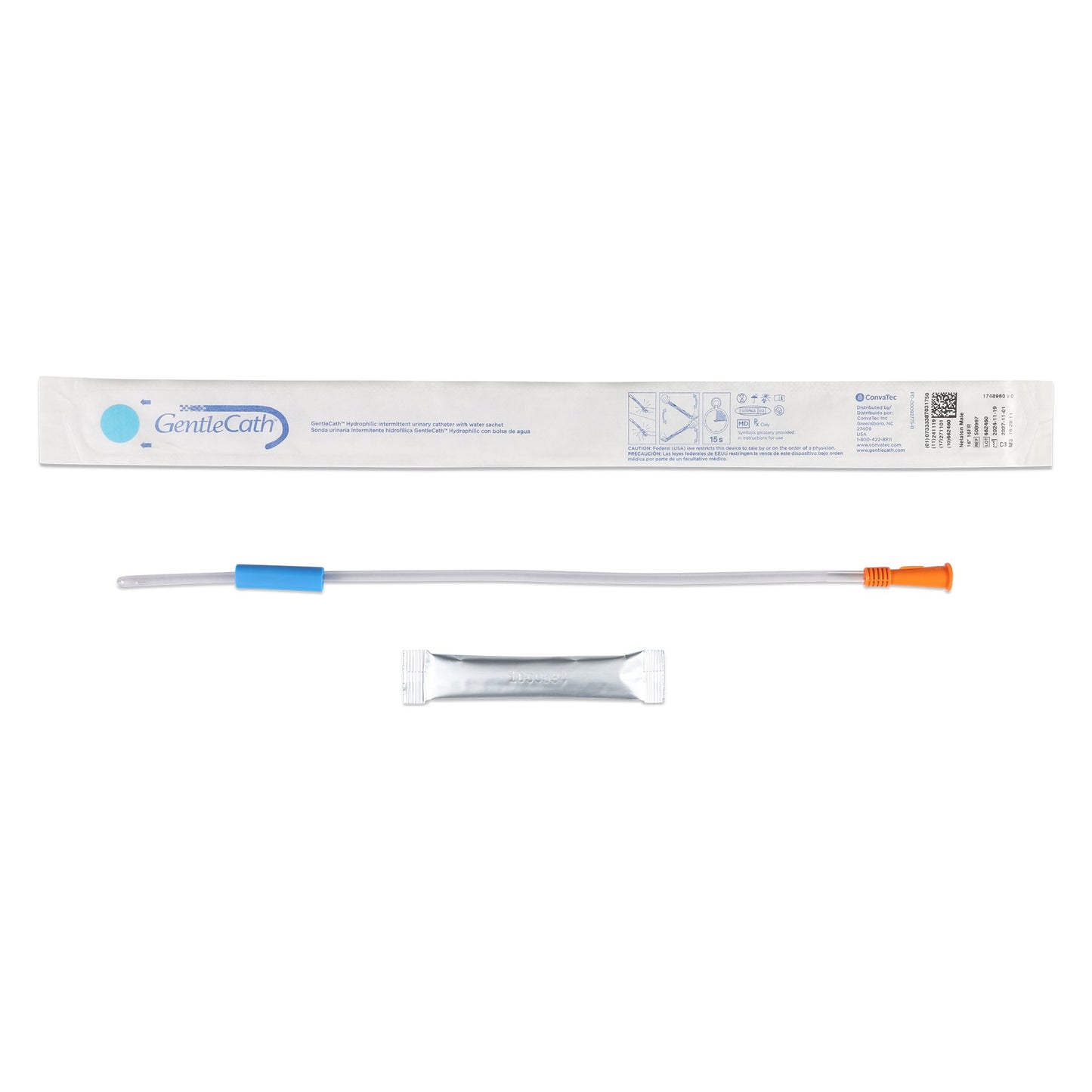 GentleCath™ Urethral Catheter, 16 Fr., Water Sachet