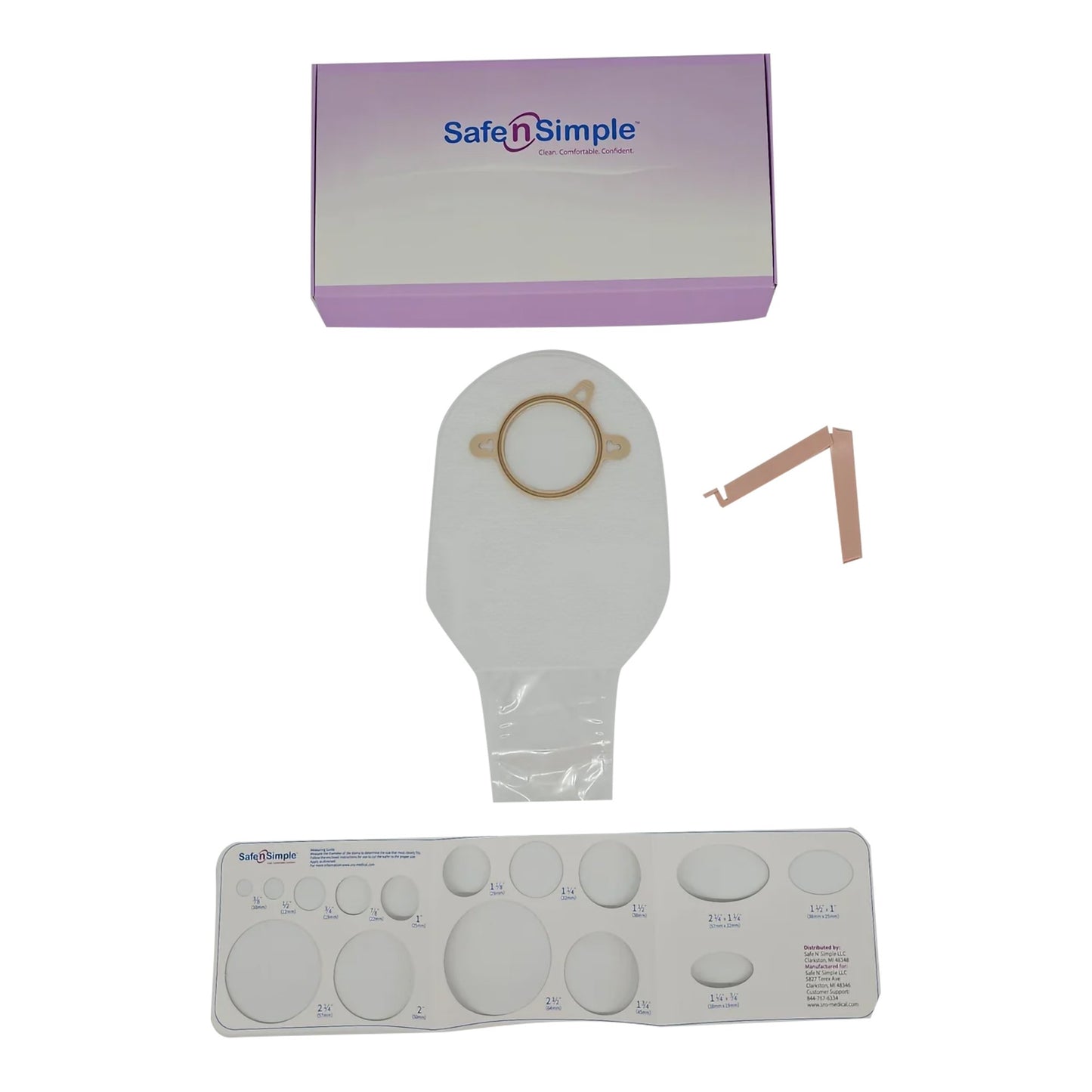 Ostomy Pouch Safe n Simple™ Two-Piece System 12 Inch Length Without Barrier Drainable