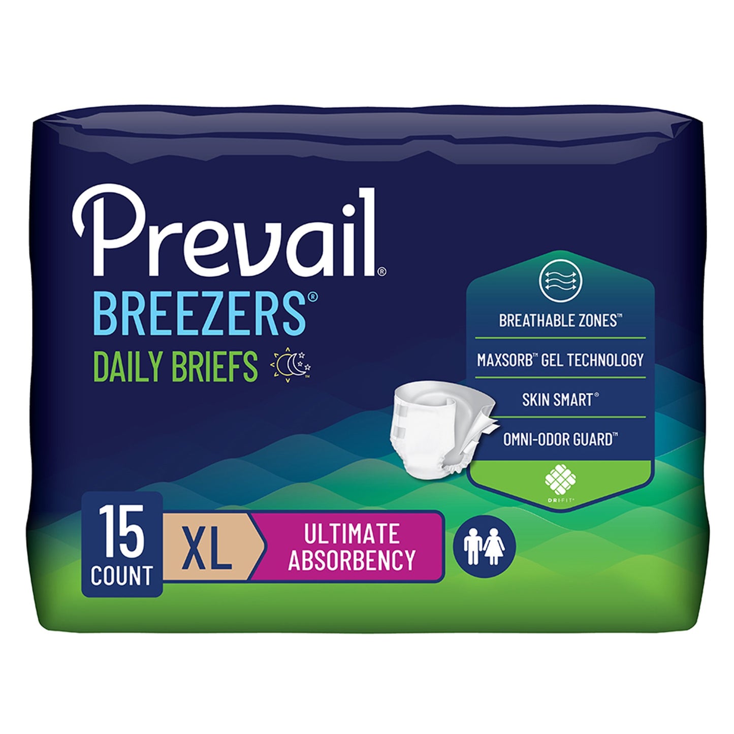 Prevail Breezers Ultimate Absorbency Incontinence Briefs, Extra Large