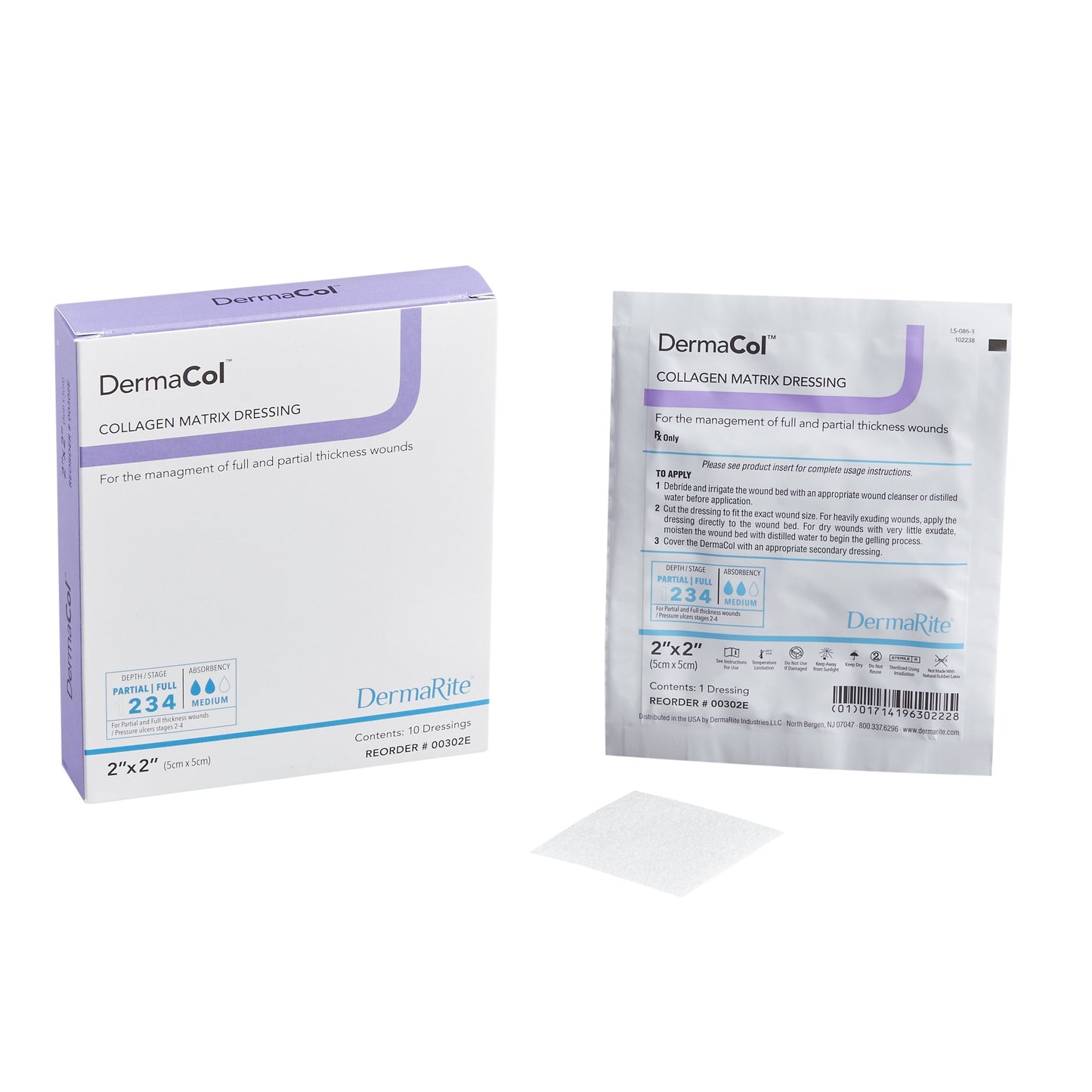 DermaCol™ Collagen Dressing, 2 x 2 inch