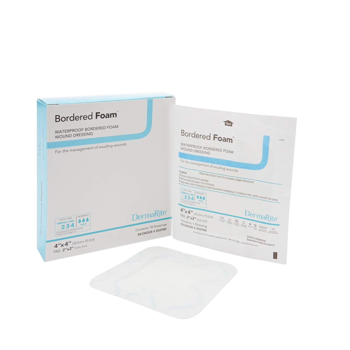 BorderedFoam Foam Dressing, 4 x 4 Inch