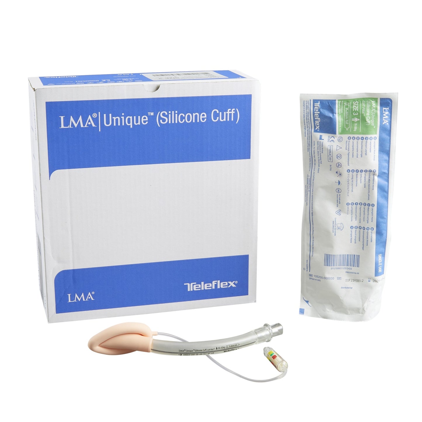 Straight Laryngeal Mask LMA Unique™ (Silicone Cuff) Size 3 20 mL Cuff Silicone Single Patient Use Sterile