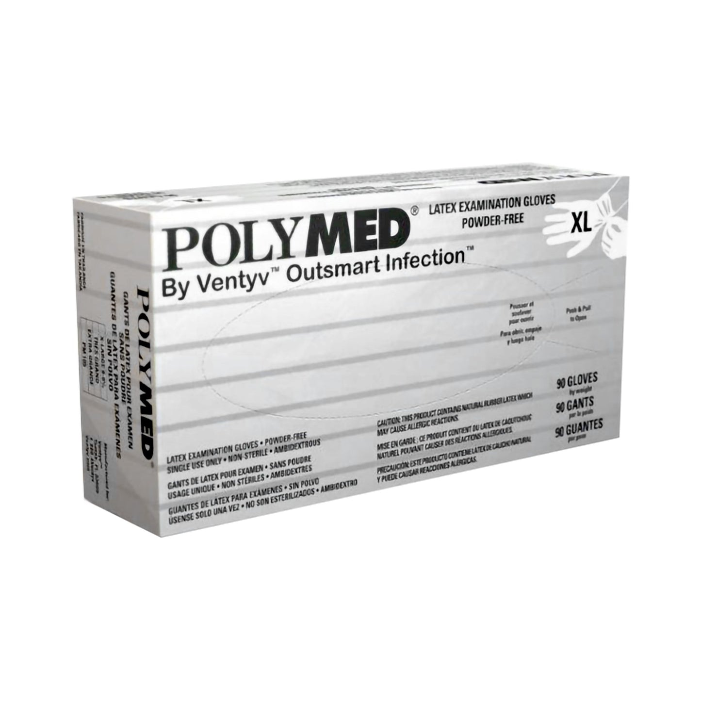 Polymed Latex Exam Glove, Extra Large, Ivory