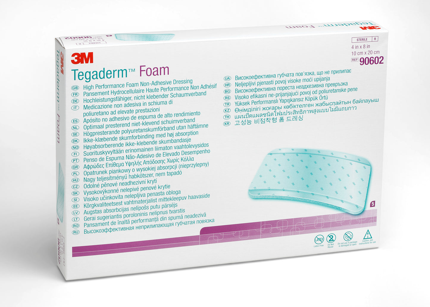 3M™ Tegaderm™ High Performance Nonadhesive w/o Border Foam Dressing, 4 x 8 Inch