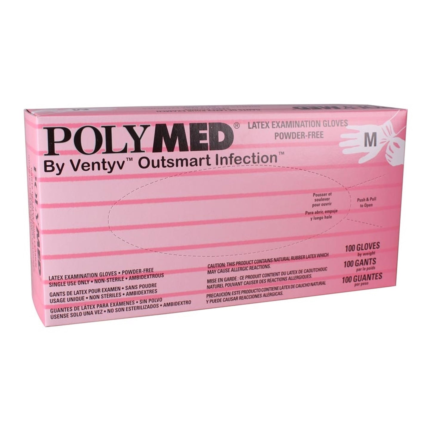 Polymed Latex Exam Glove, Medium, Ivory