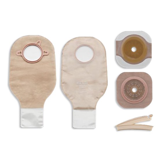 New Image™ 19103 2-Piece Clear Ileostomy/Colostomy Pouch, 57mm Flange, Red Match