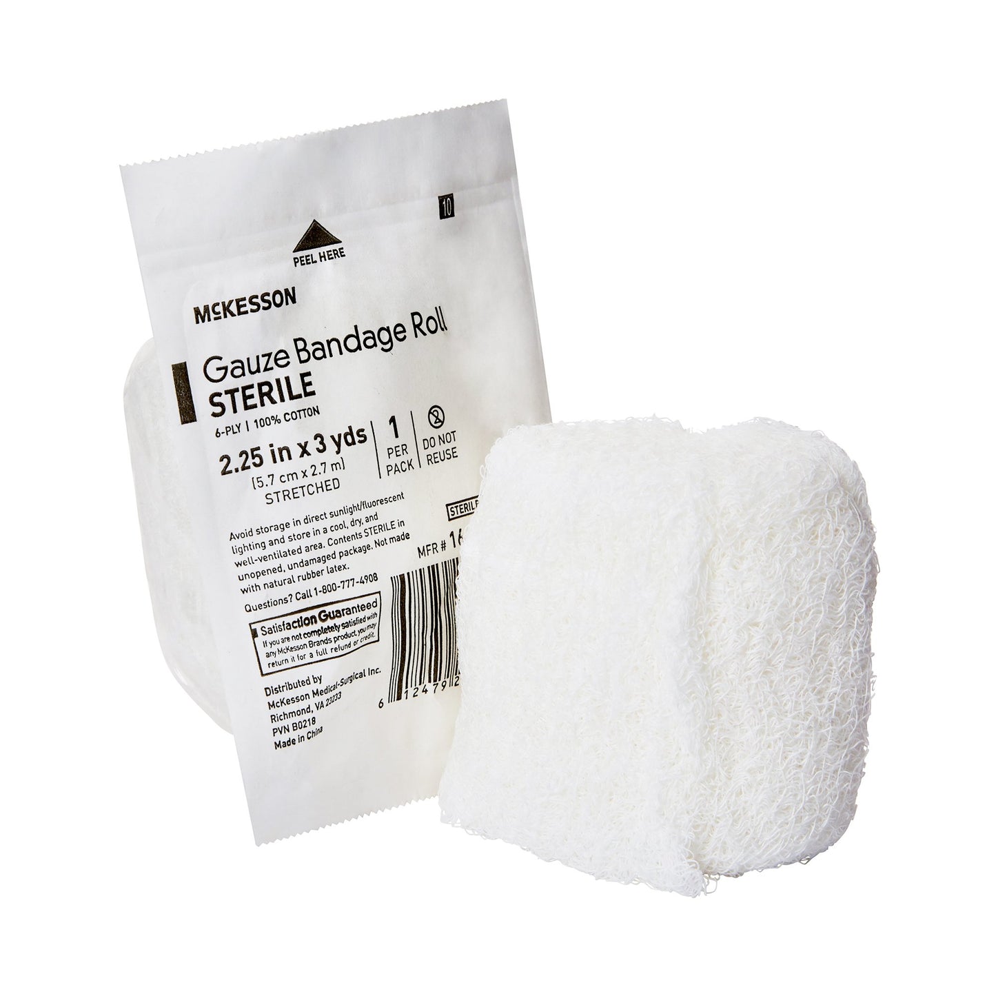 McKesson Sterile Fluff Bandage Roll, 2-1/4 Inch x 3 Yard, Six-Ply