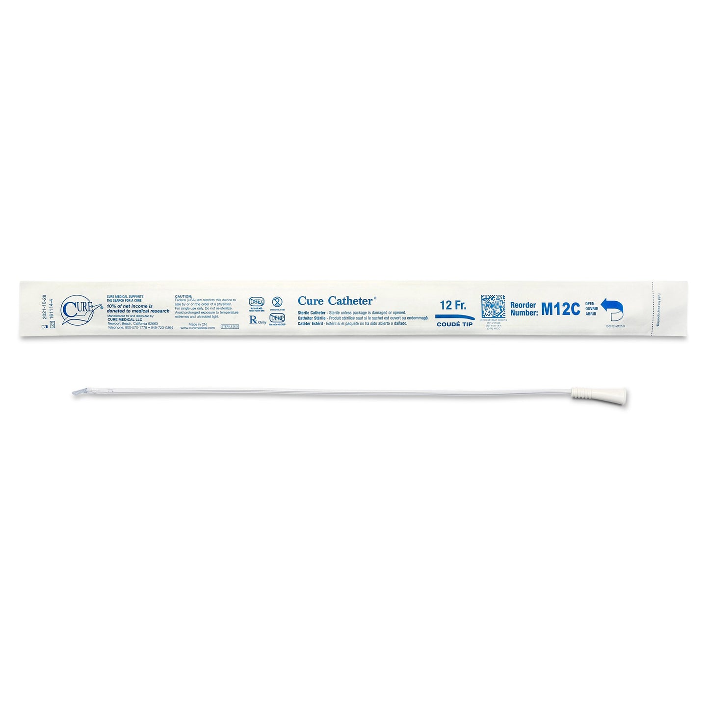 Cure Catheter™ Urethral Catheter, 12 Fr., Male, Coud
