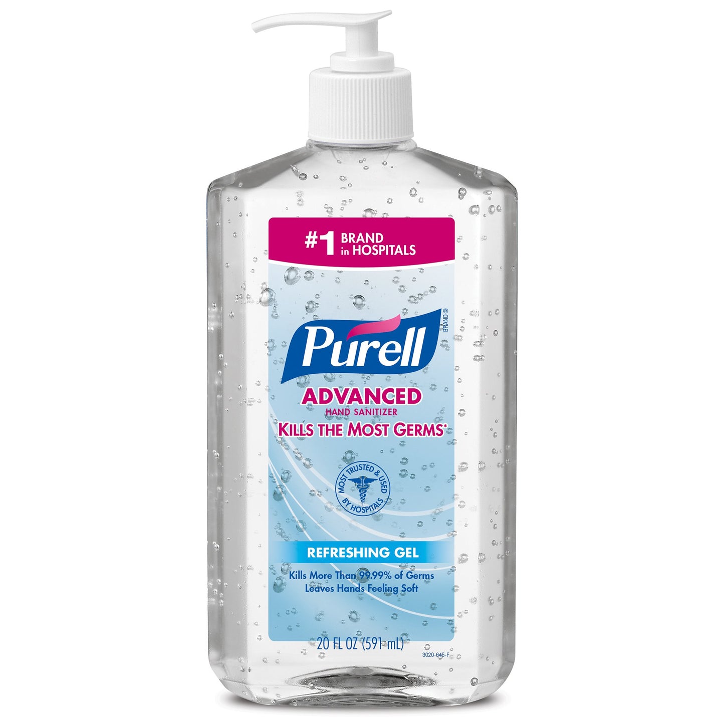 Purell Advanced Hand Sanitizer 70% Ethyl Alcohol Gel, Pump Bottle, 20 ounce