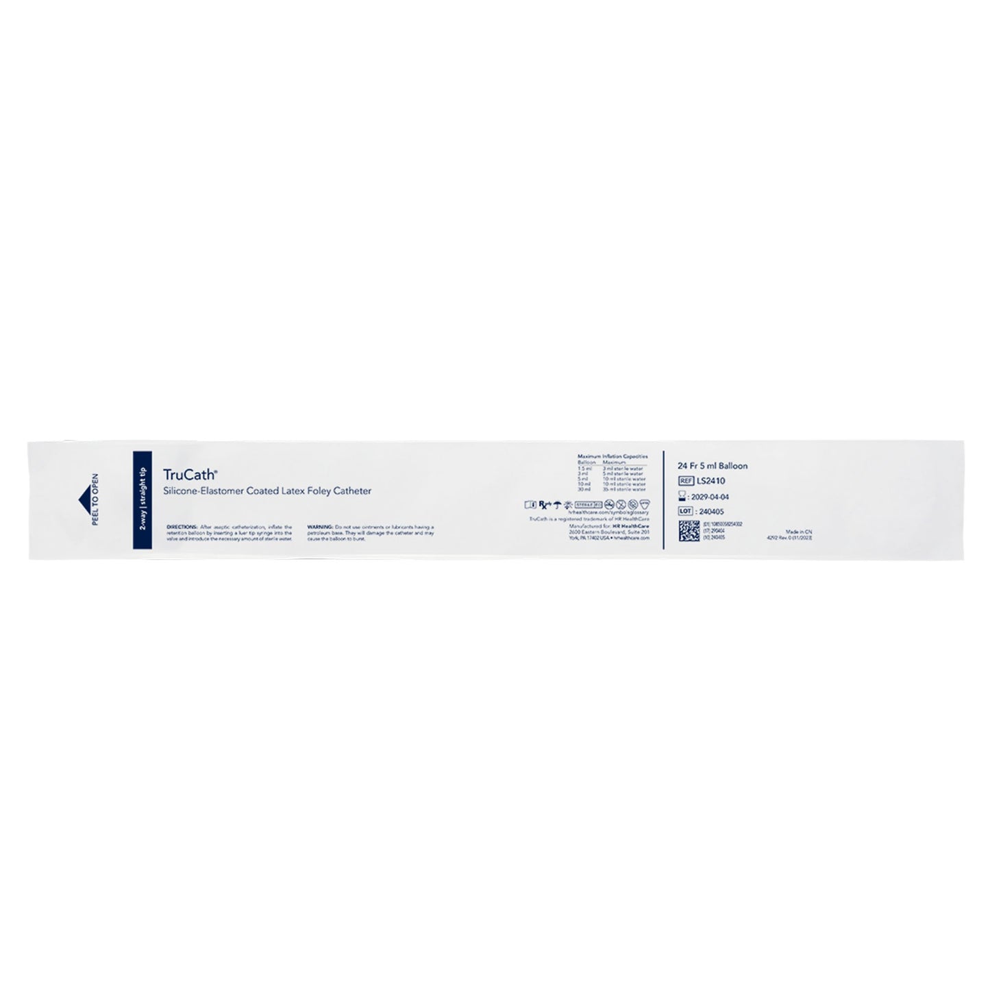 Foley Catheter TruCath 2-Way Standard Tip 5 mL Balloon 24 Fr. Silicone Elastomer Coated Latex