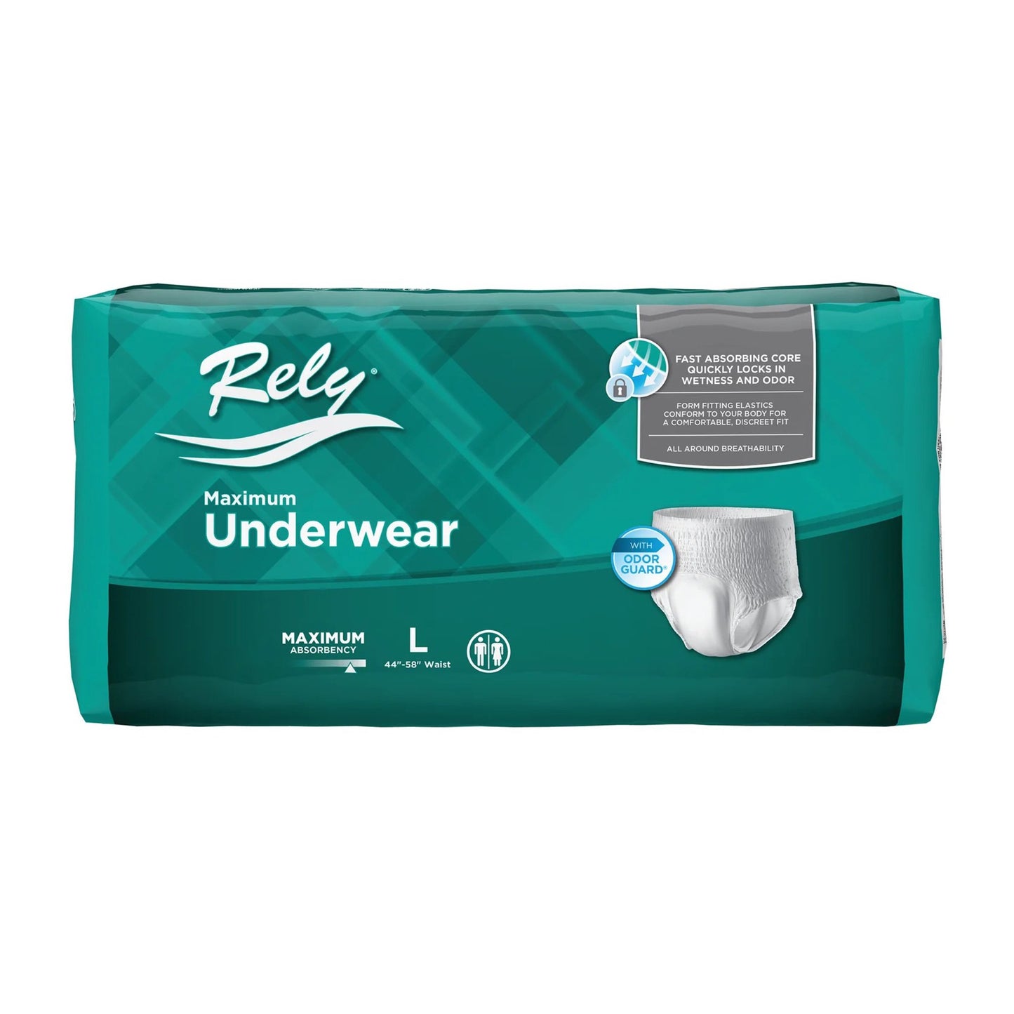 Absorbent Underwear Rely Maximum Pull On with Tear Away Seams Adult Large Unisex Disposable Heavy Absorbency