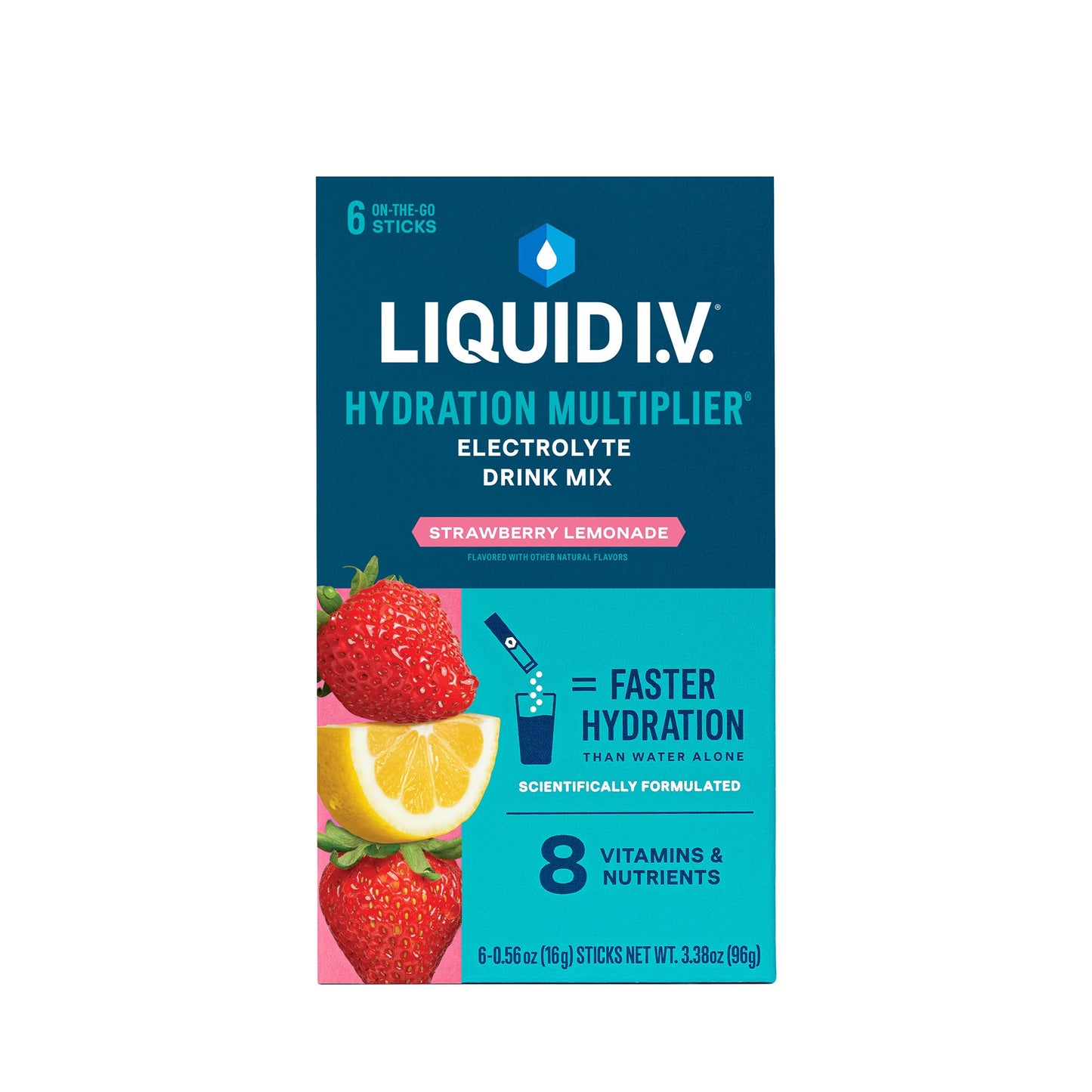 Oral Electrolyte Solution Liquid I.V. Hydration Multiplier Strawberry Lemonade Flavor 0.56 oz.