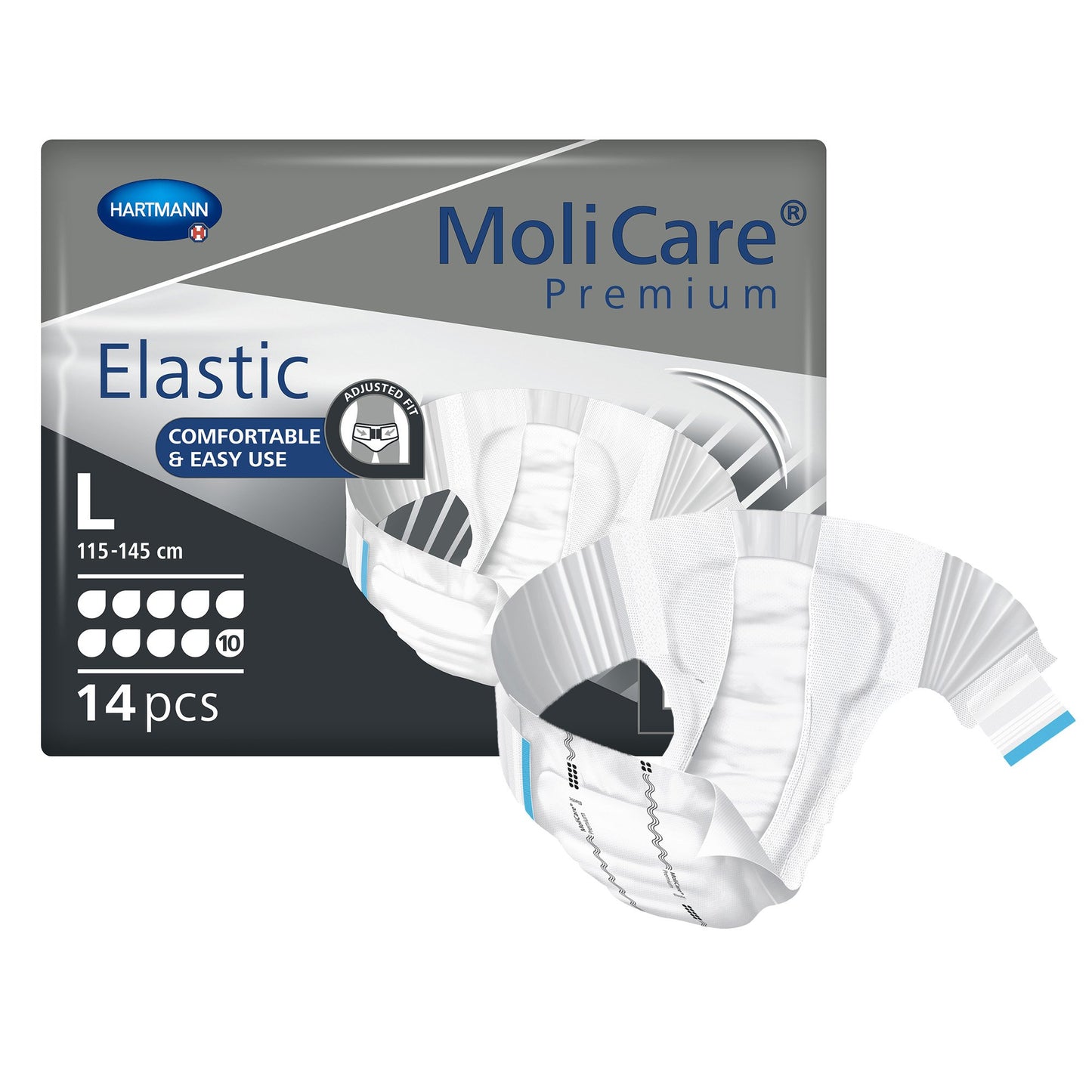 MoliCare Premium Elastic 10 Drop Absorbency Incontinence Briefs, Large