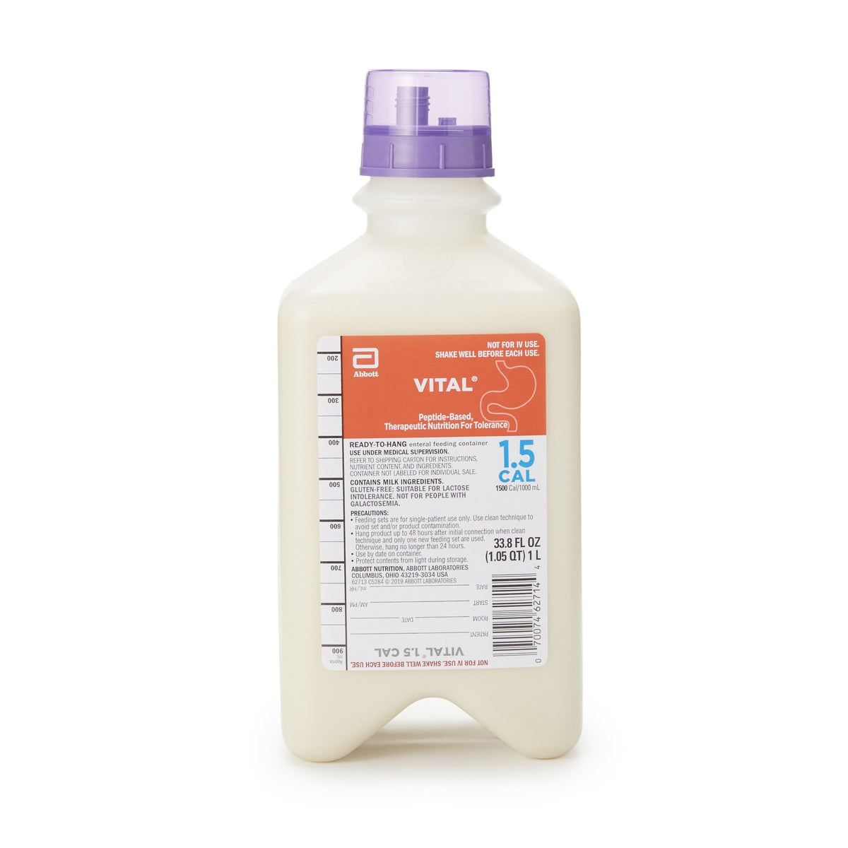 Vital 1.5 Cal Vanilla Peptide-Based Nutrition for Ages 14+, 1 liter container