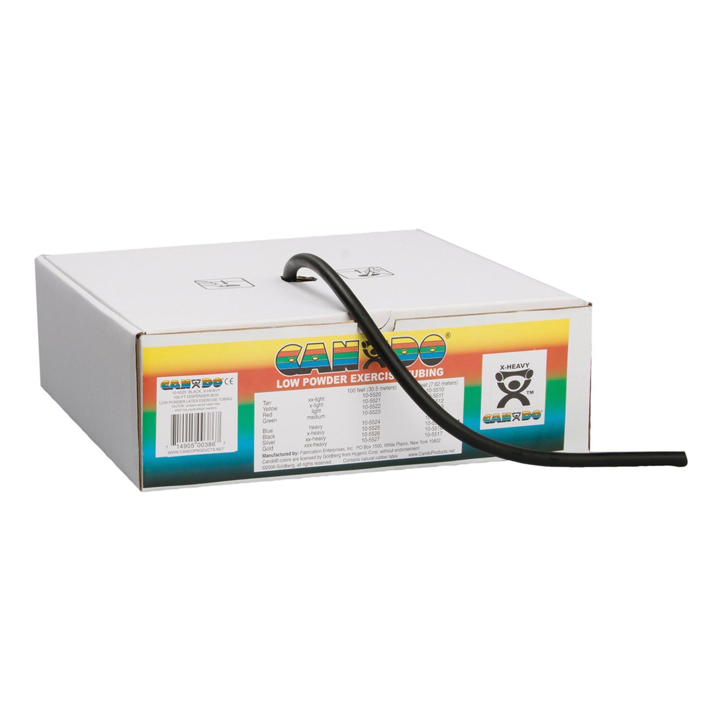 CanDo Low Powder Exercise Resistance Tubing, Black, 100', X-Heavy Resistance