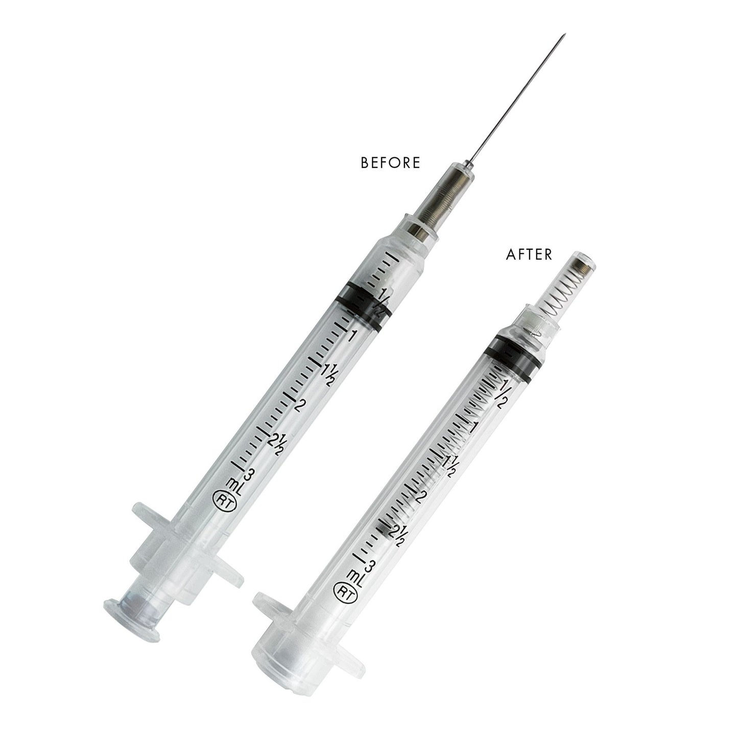 VanishPoint 3 mL Syringe with Hypodermic Needle, 27 Gauge, 1-1/2 Inch