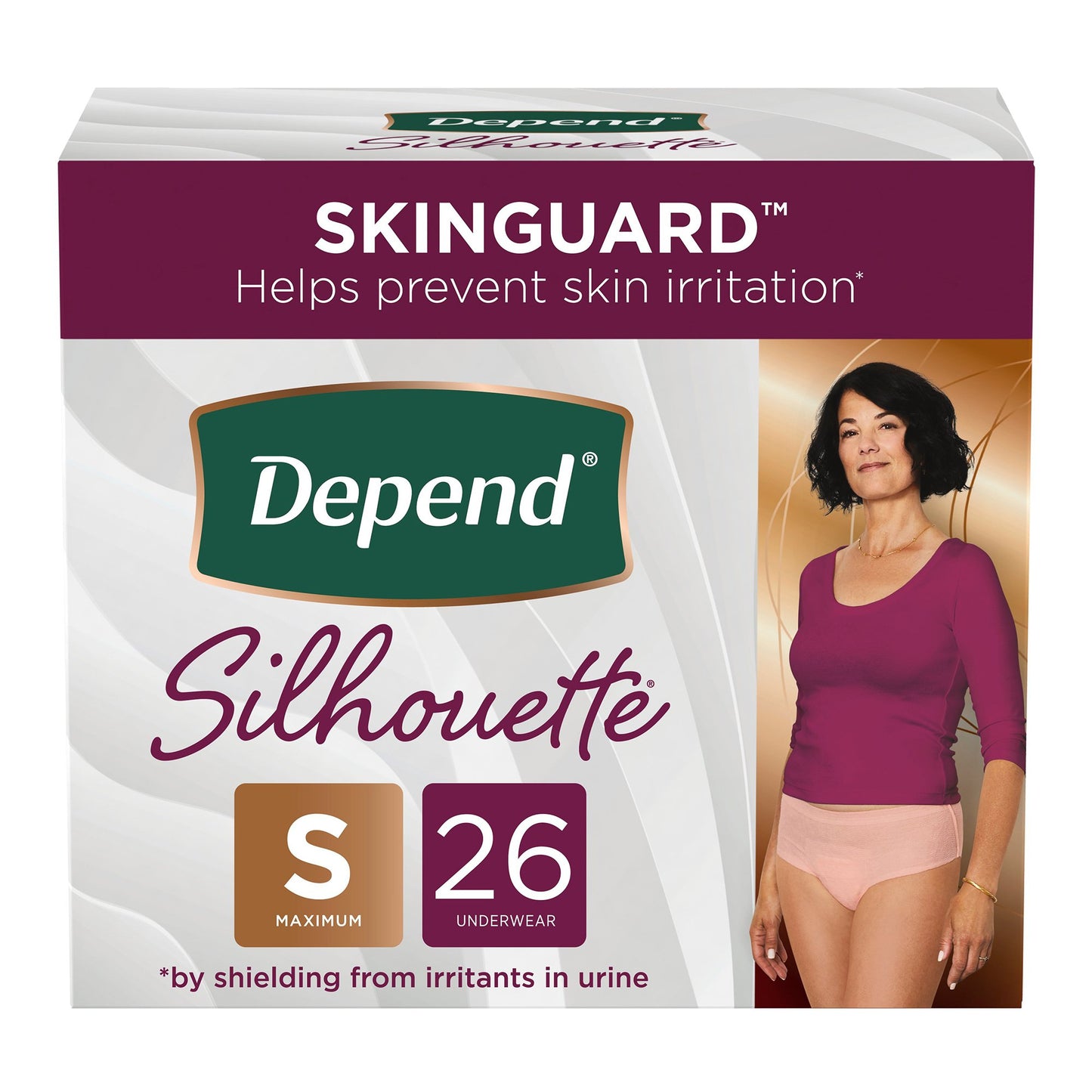Absorbent Underwear Depend Silhouette Waistband Style Adult Small Female Disposable Heavy Absorbency