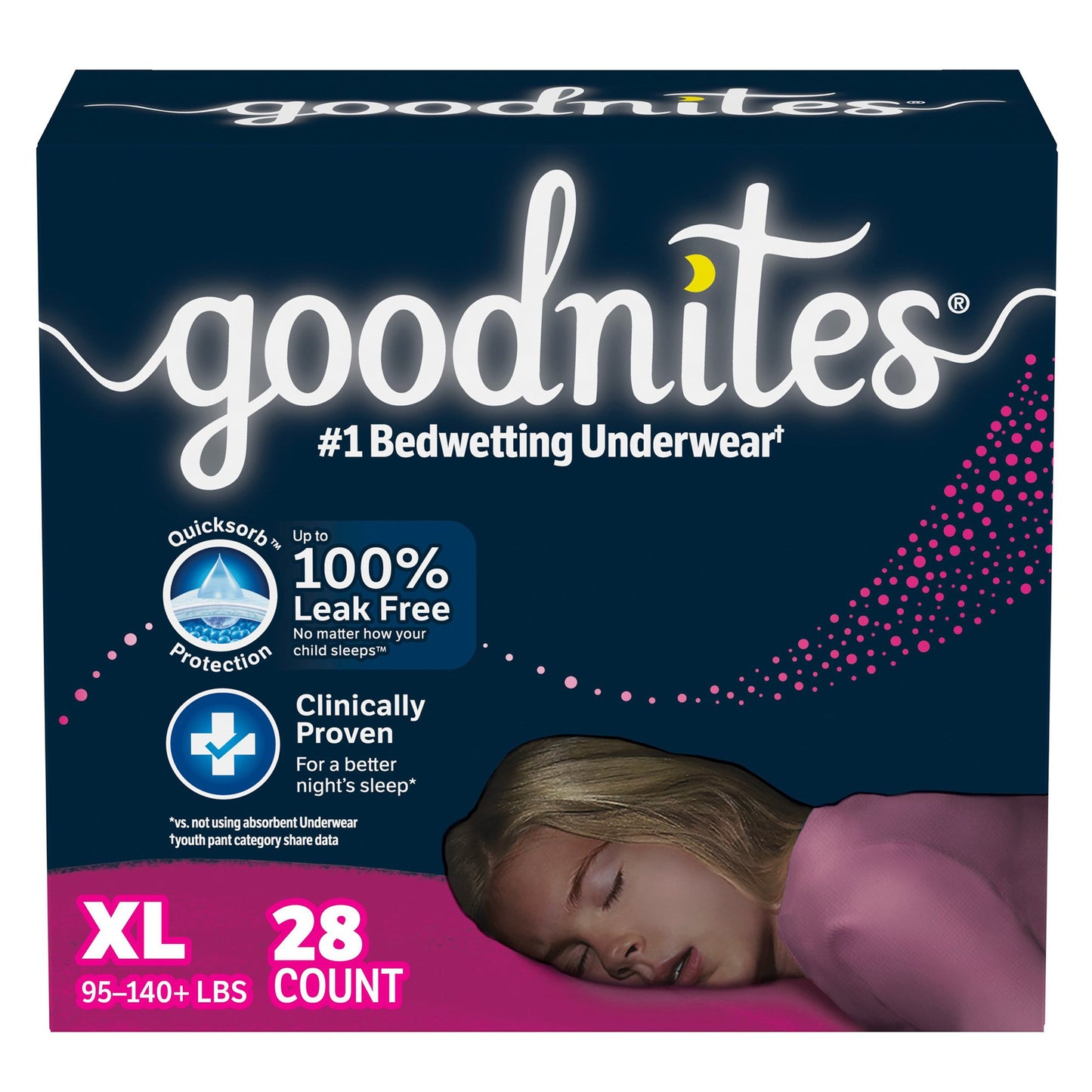 GoodNites Bedwetting Underwear, Extra Large for Girls weighing 95 – 140 lbs.