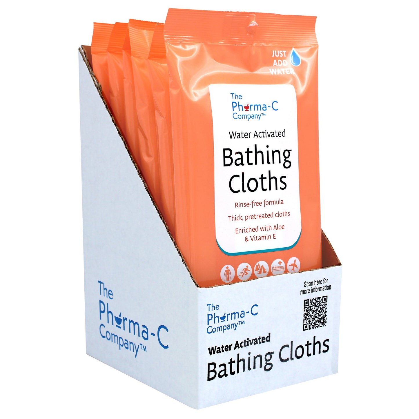 Rinse-Free Bath Wipe The Pharma-C Company Soft Pack Light Scent 10 Count