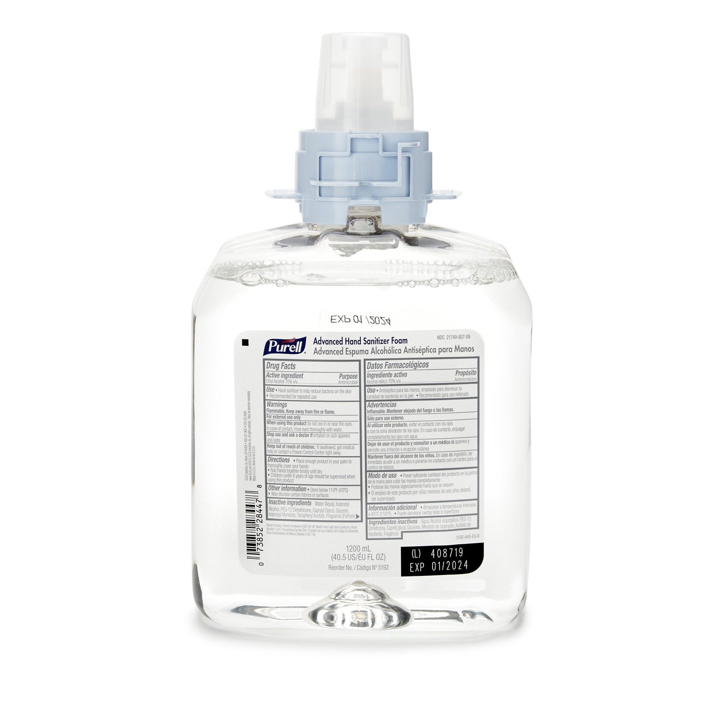 Hand Sanitizer Purell Advanced 1,200 mL Ethyl Alcohol Foaming Dispenser Refill Bottle