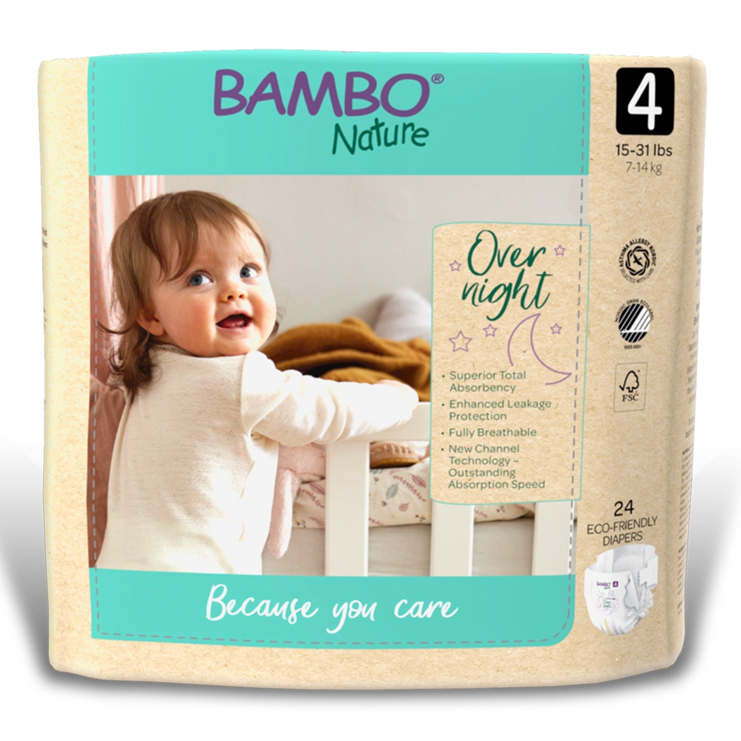 Bambo Nature Overnight Diapers, Size 4