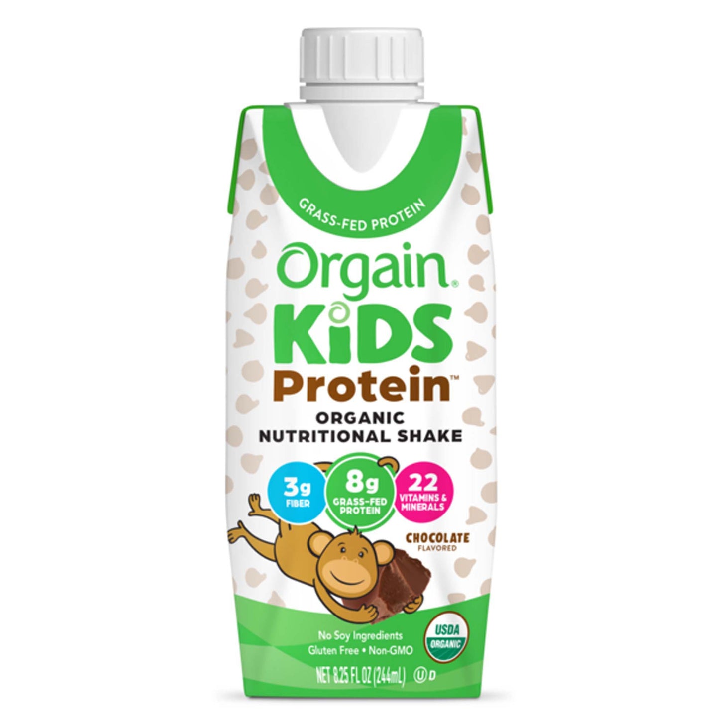 Pediatric Oral Supplement Orgain Kids Protein™ Organic Nutritional Shake Chocolate Flavor 8.25 oz. Carton Liquid Protein